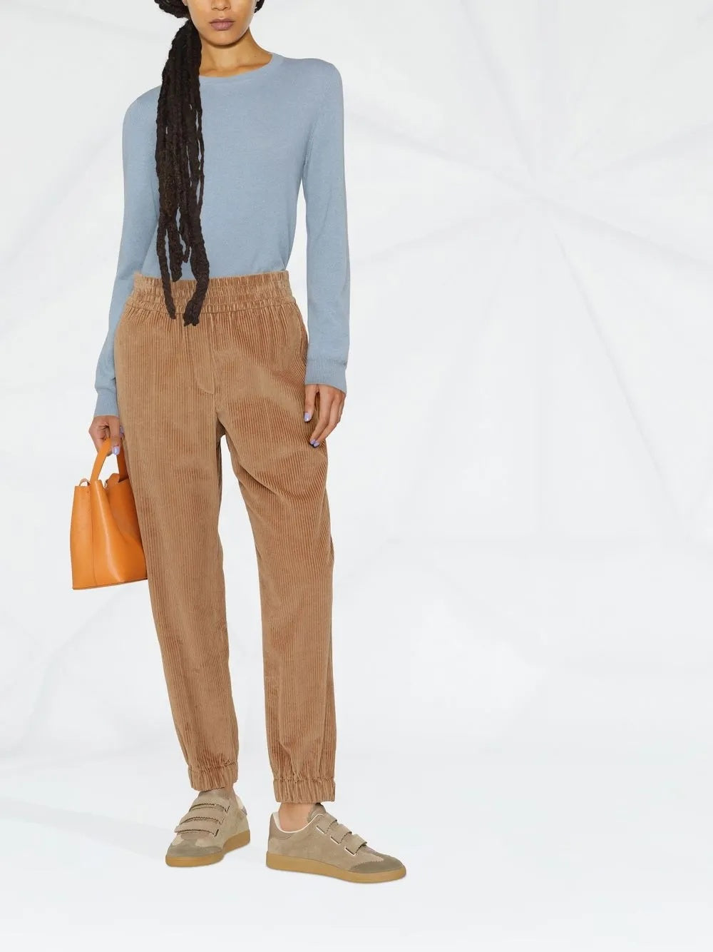 BRUNELLO CUCINELLI WOMEN'S FIRED CLAY CORDUROY JOGGER TROUSERS