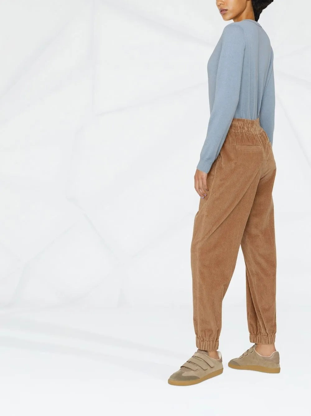 BRUNELLO CUCINELLI WOMEN'S FIRED CLAY CORDUROY JOGGER TROUSERS