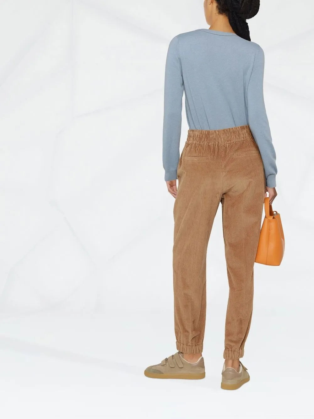 BRUNELLO CUCINELLI WOMEN'S FIRED CLAY CORDUROY JOGGER TROUSERS