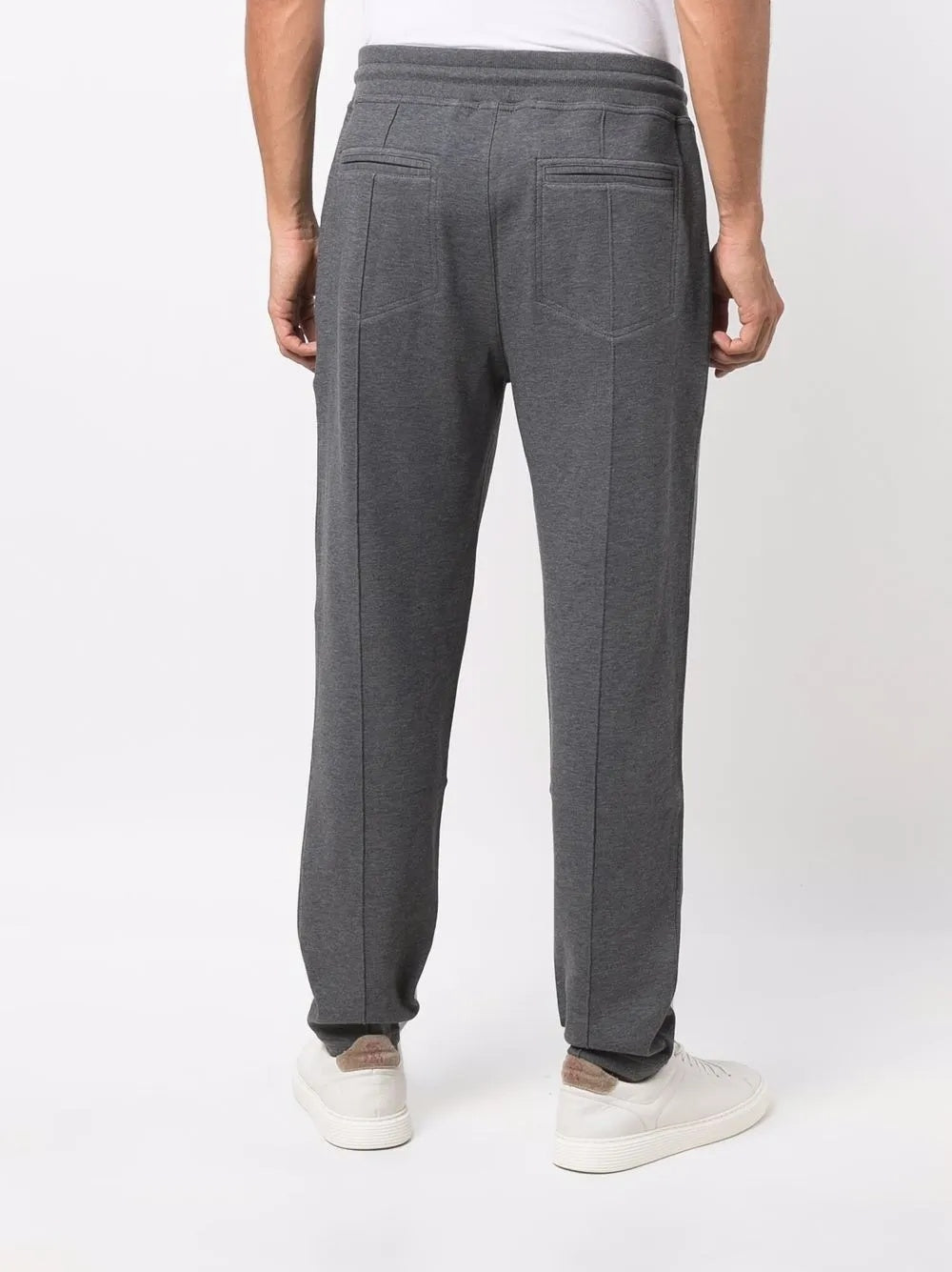 BRUNELLO CUCINELLI MEN'S CHARCOAL DRAWSTRING KNIT TROUSERS
