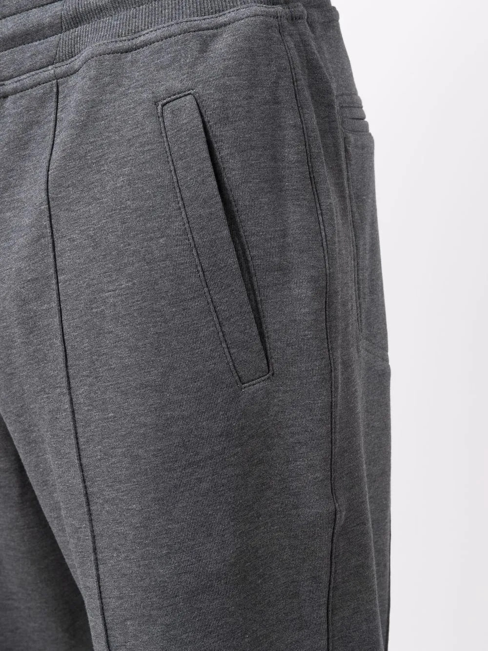 BRUNELLO CUCINELLI MEN'S CHARCOAL DRAWSTRING KNIT TROUSERS