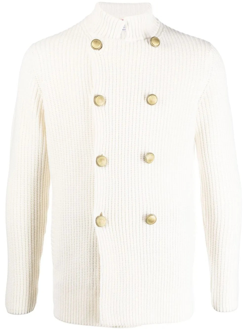 BRUNELLO CUCINELLI MEN'S OFF WHITE DOUBLE BREASTED SWEATER