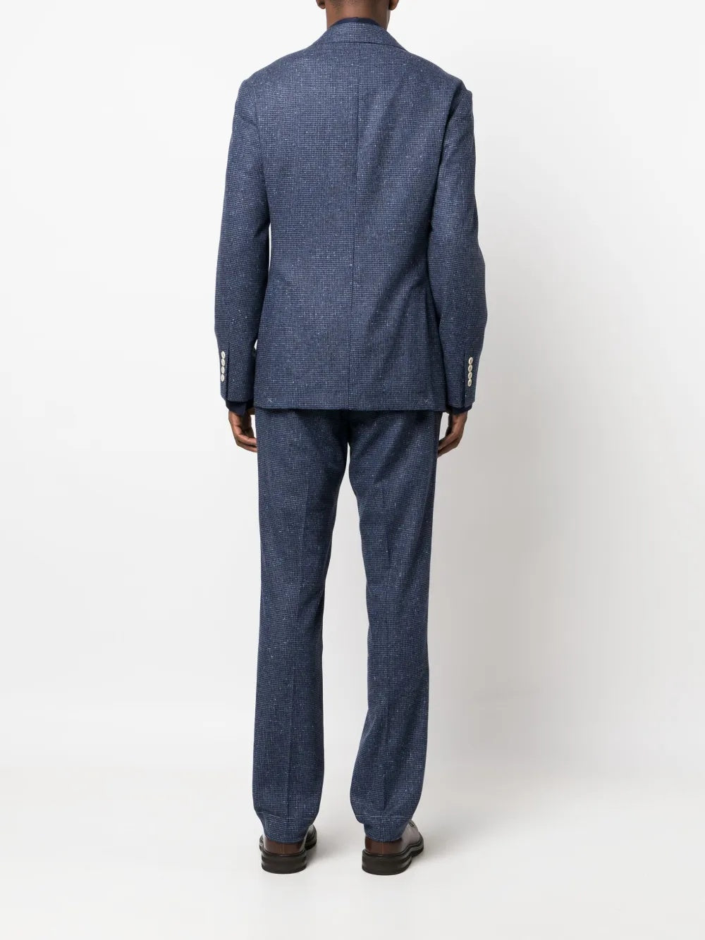 BRUNELLO CUCINELLI MEN'S BLUE TEXTURED TAILORED SUIT