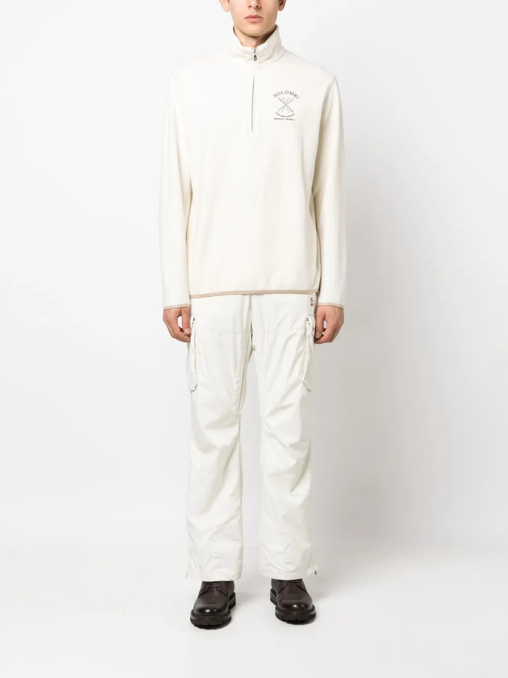 BRUNELLO CUCINELLI MEN'S WHITE CARGO TROUSERS WITH POCKETS