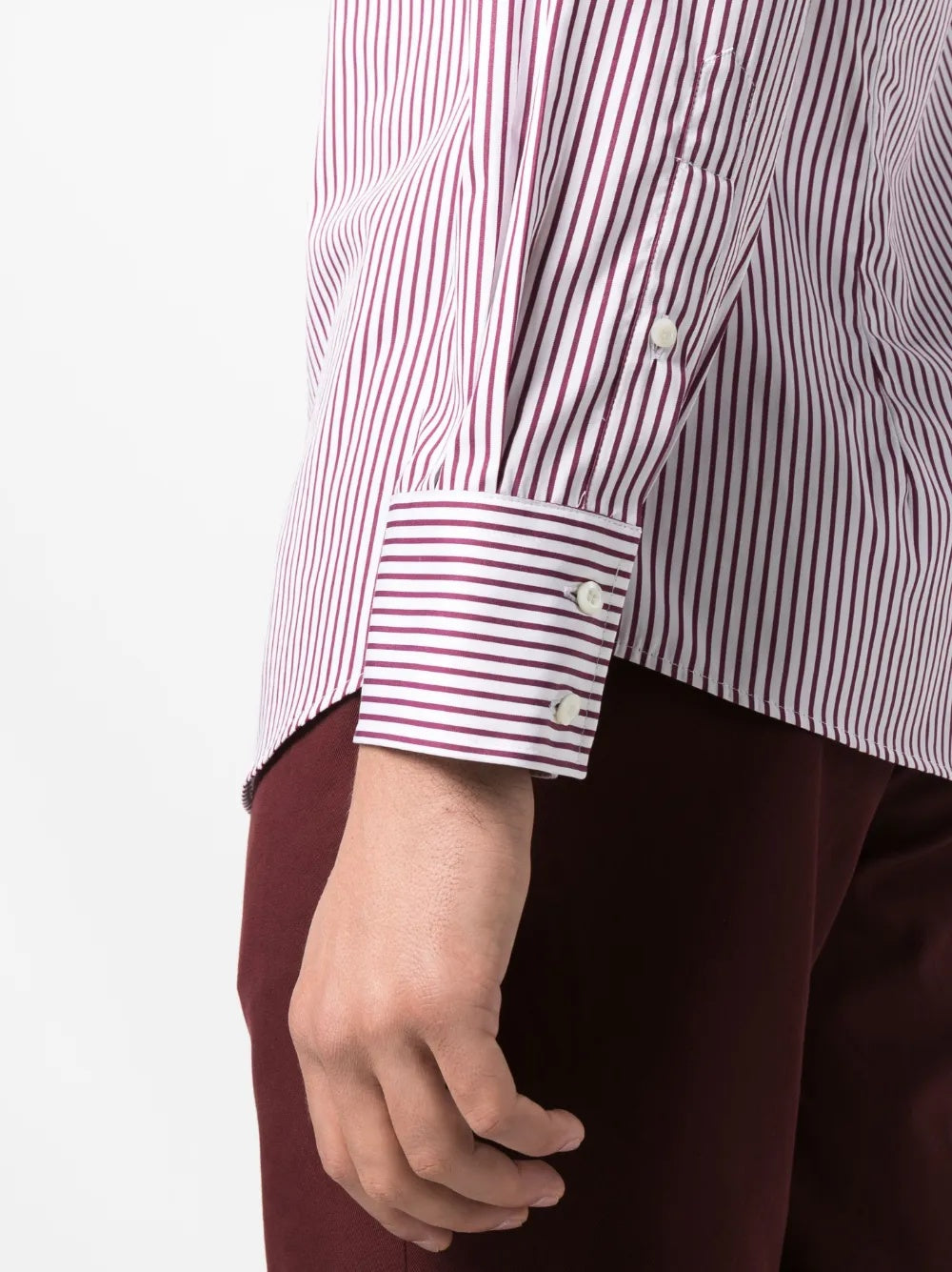 BRUNELLO CUCINELLI MEN'S PURPLE STRIPED BUTTON-DOWN SHIRT