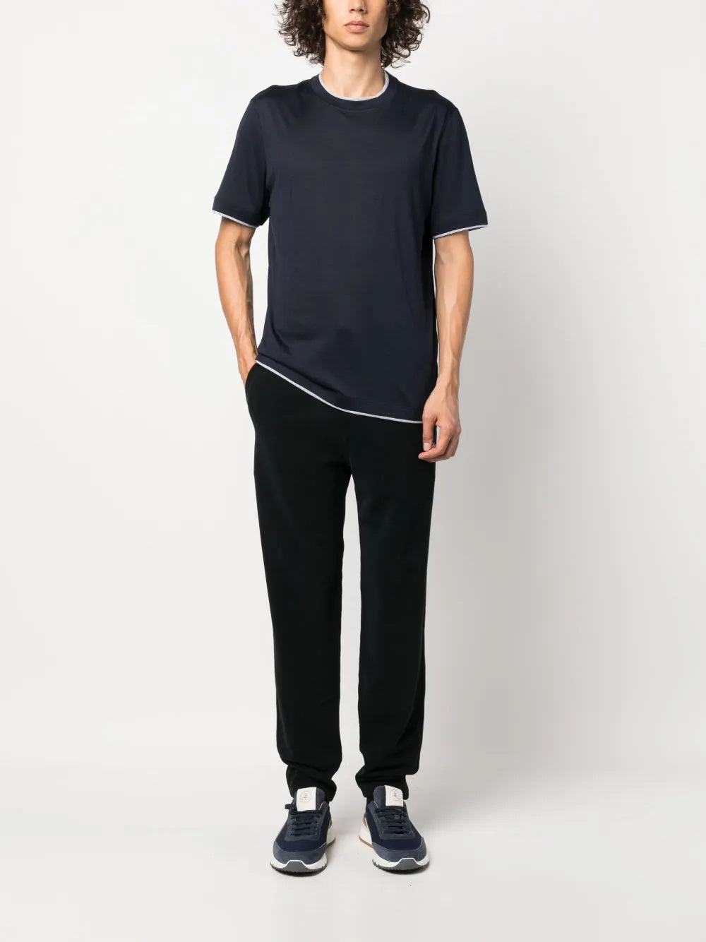 BRUNELLO CUCINELLI MEN'S BLACK DRAWSTRING RELAXED TROUSERS