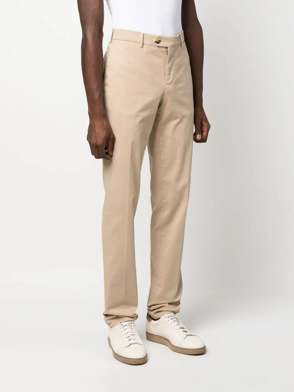BRUNELLO CUCINELLI MEN'S BEIGE STRAIGHT LEG TROUSERS