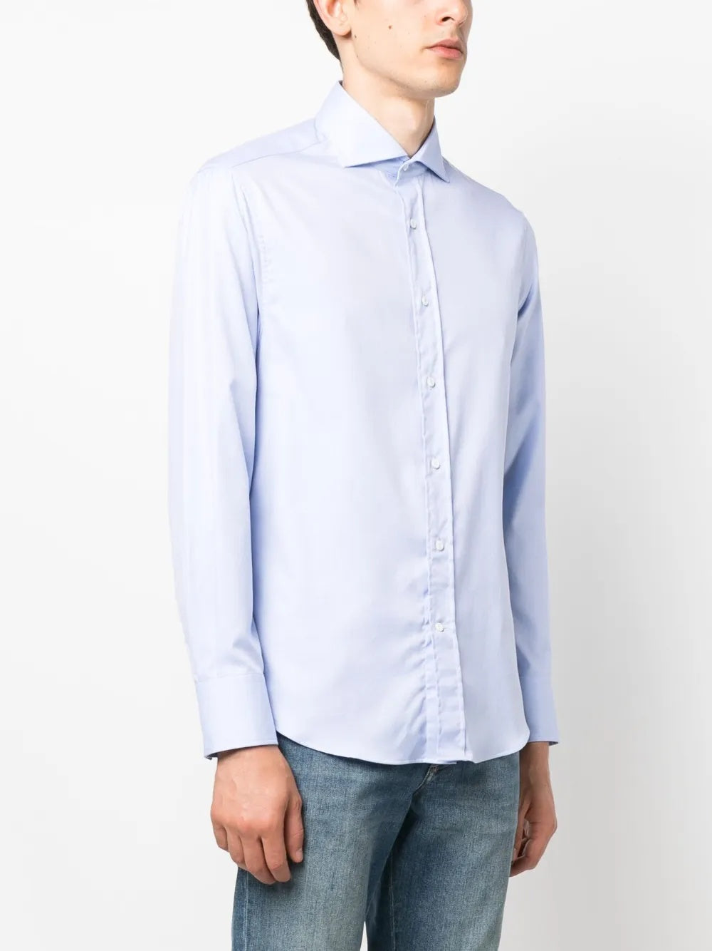 BRUNELLO CUCINELLI MEN'S LIGHT BLUE BUTTON-DOWN SHIRT