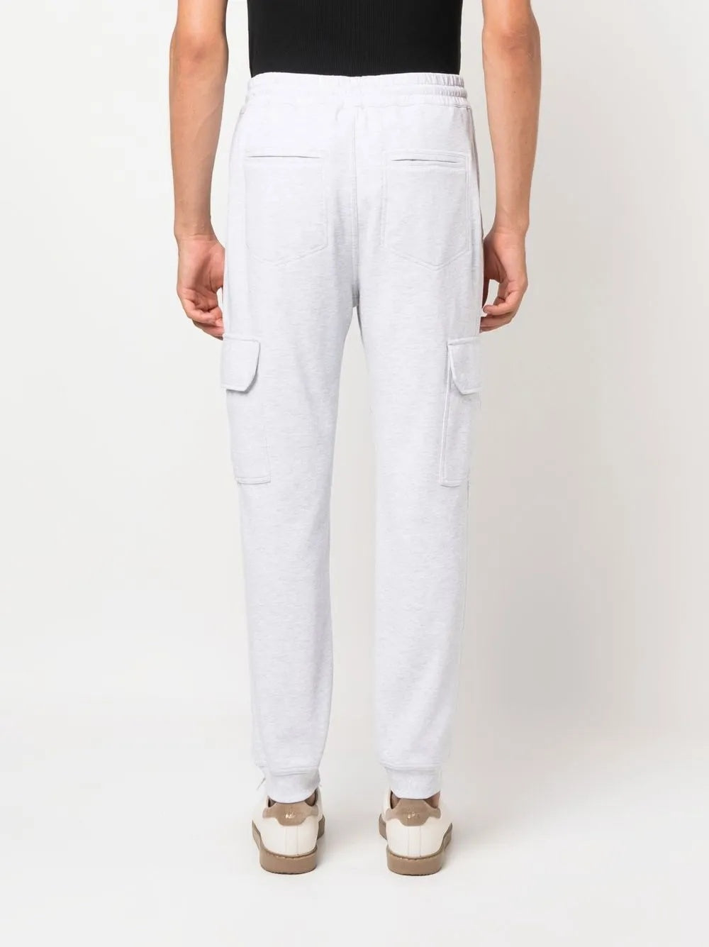 BRUNELLO CUCINELLI MEN'S LIGHT GREY COTTON CARGO TROUSERS