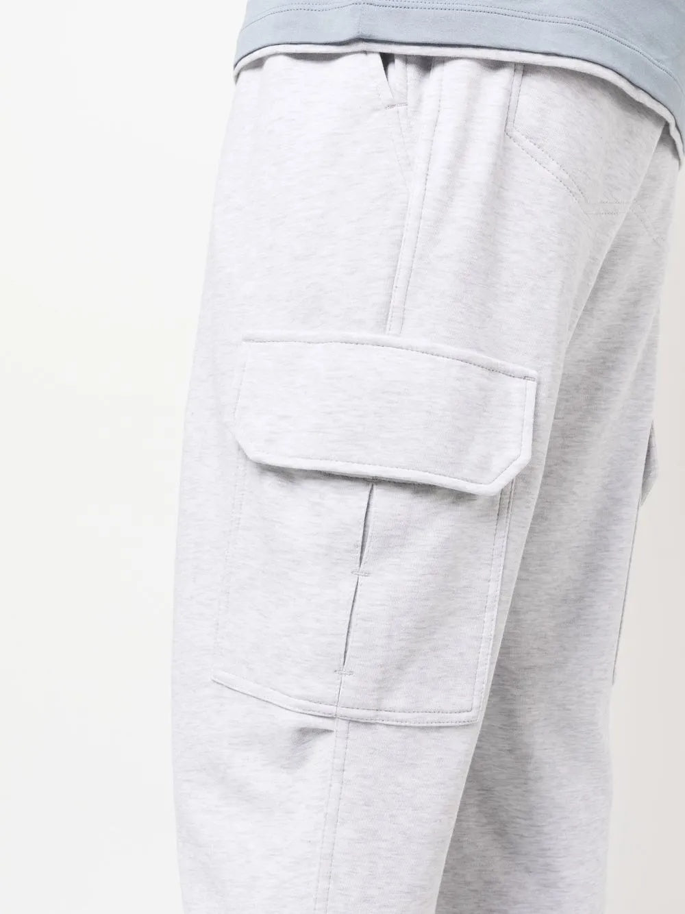 BRUNELLO CUCINELLI MEN'S LIGHT GREY COTTON CARGO TROUSERS
