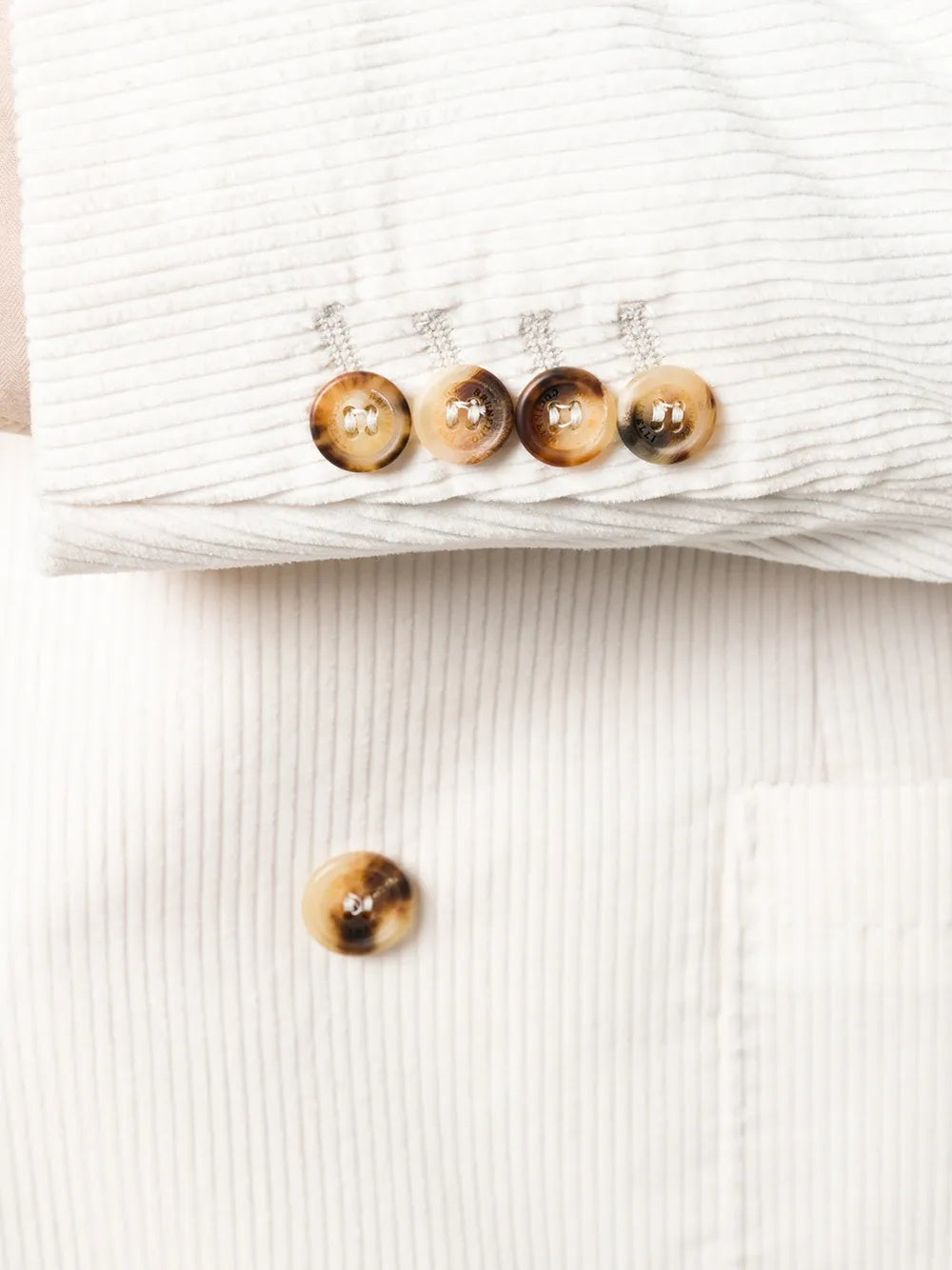 BRUNELLO CUCINELLI MEN'S WHITE DOUBLE-BREASTED CORDUROY BLAZER