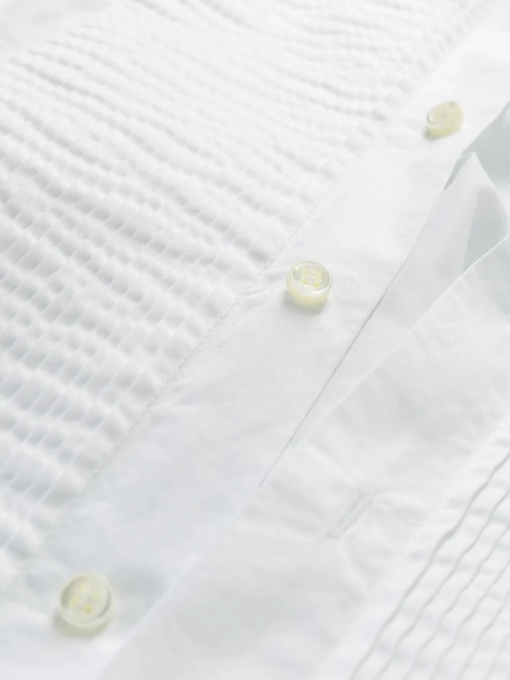 BRUNELLO CUCINELLI MEN'S WHITE TUXEDO SHIRT WITH PLEATED BIB