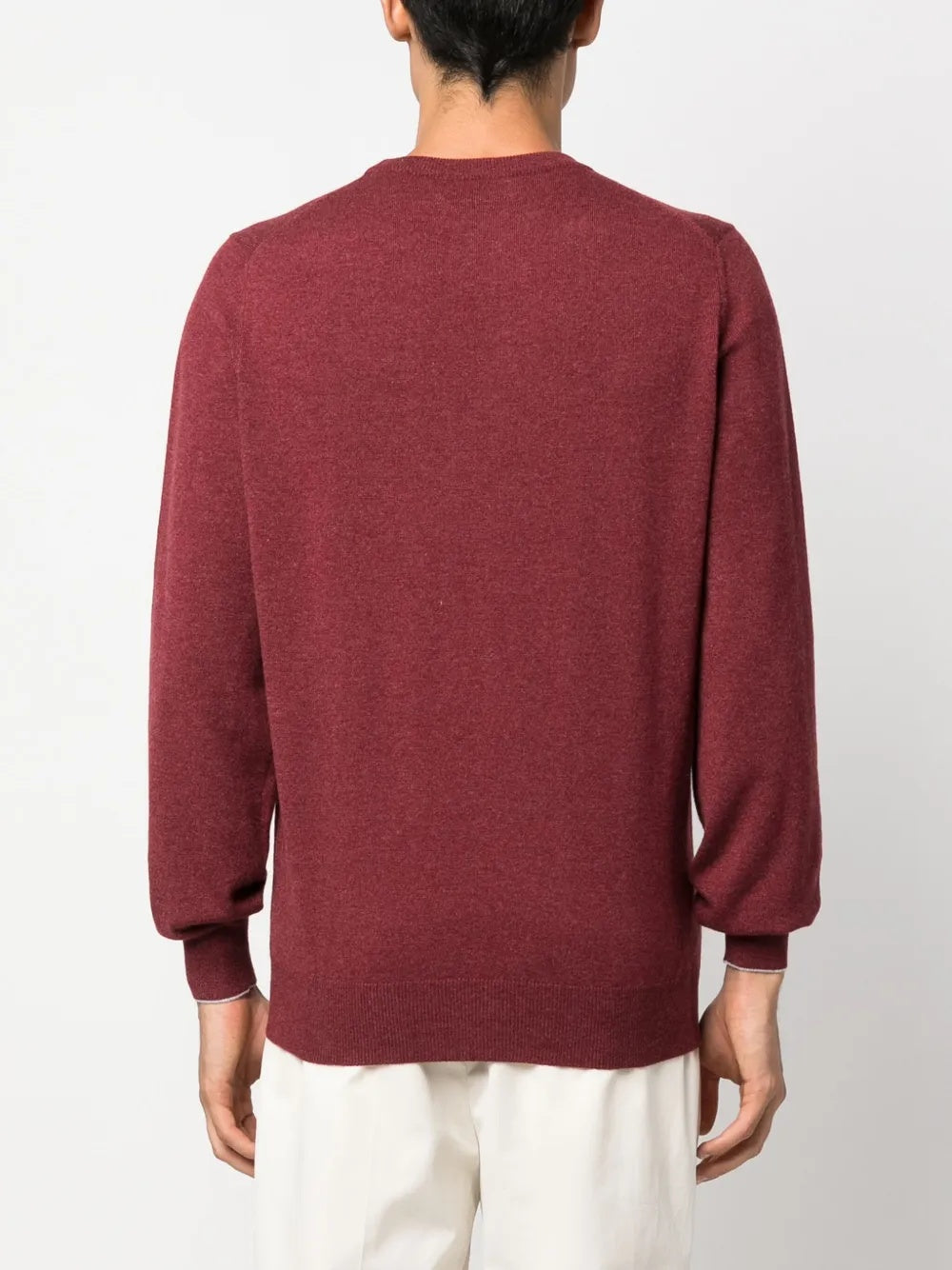 BRUNELLO CUCINELLI MEN'S RED CREW NECK SWEATER