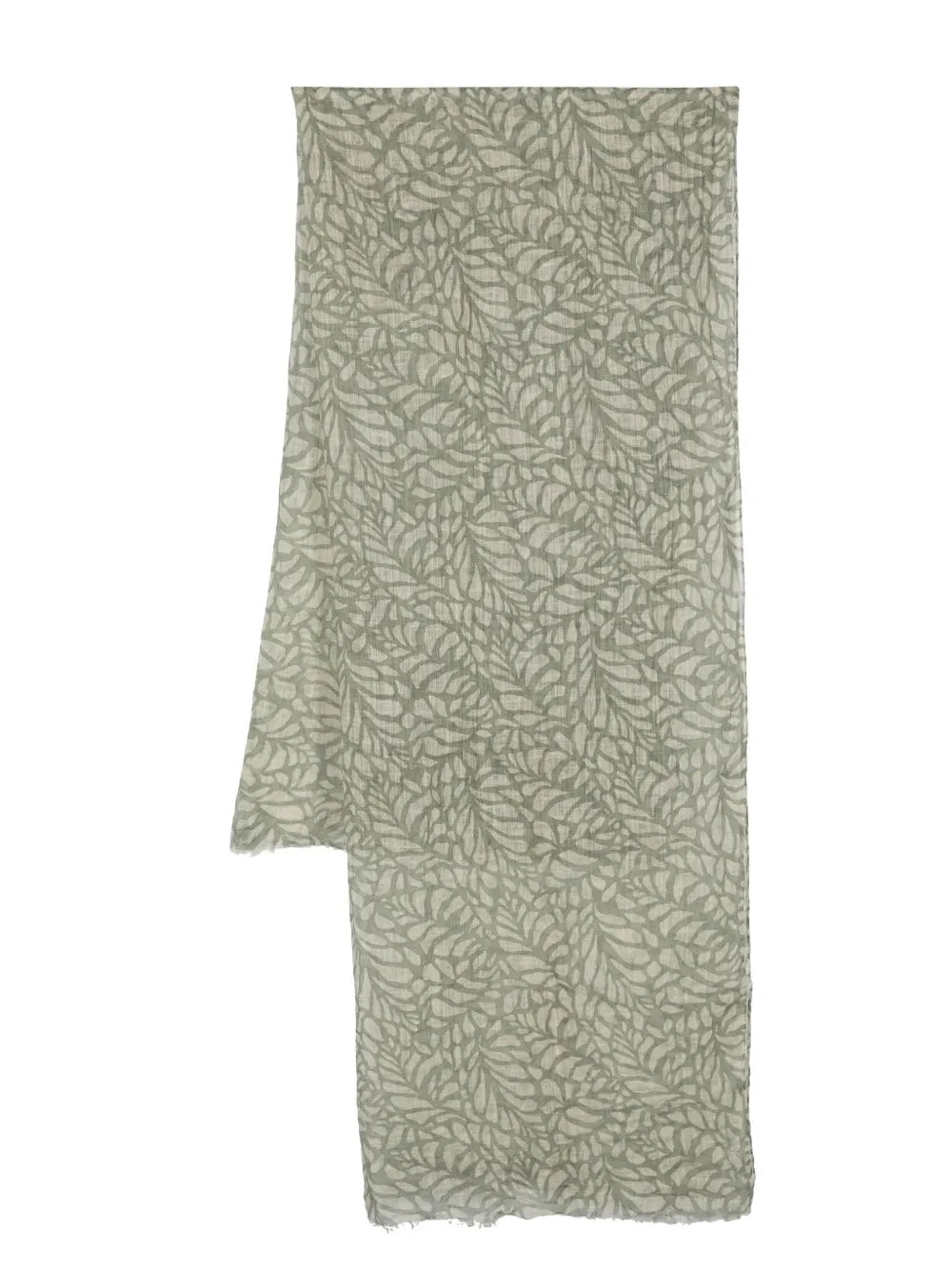BRUNELLO CUCINELLI WOMEN'S BEIGE AND GREEN PATTERNED SCARF