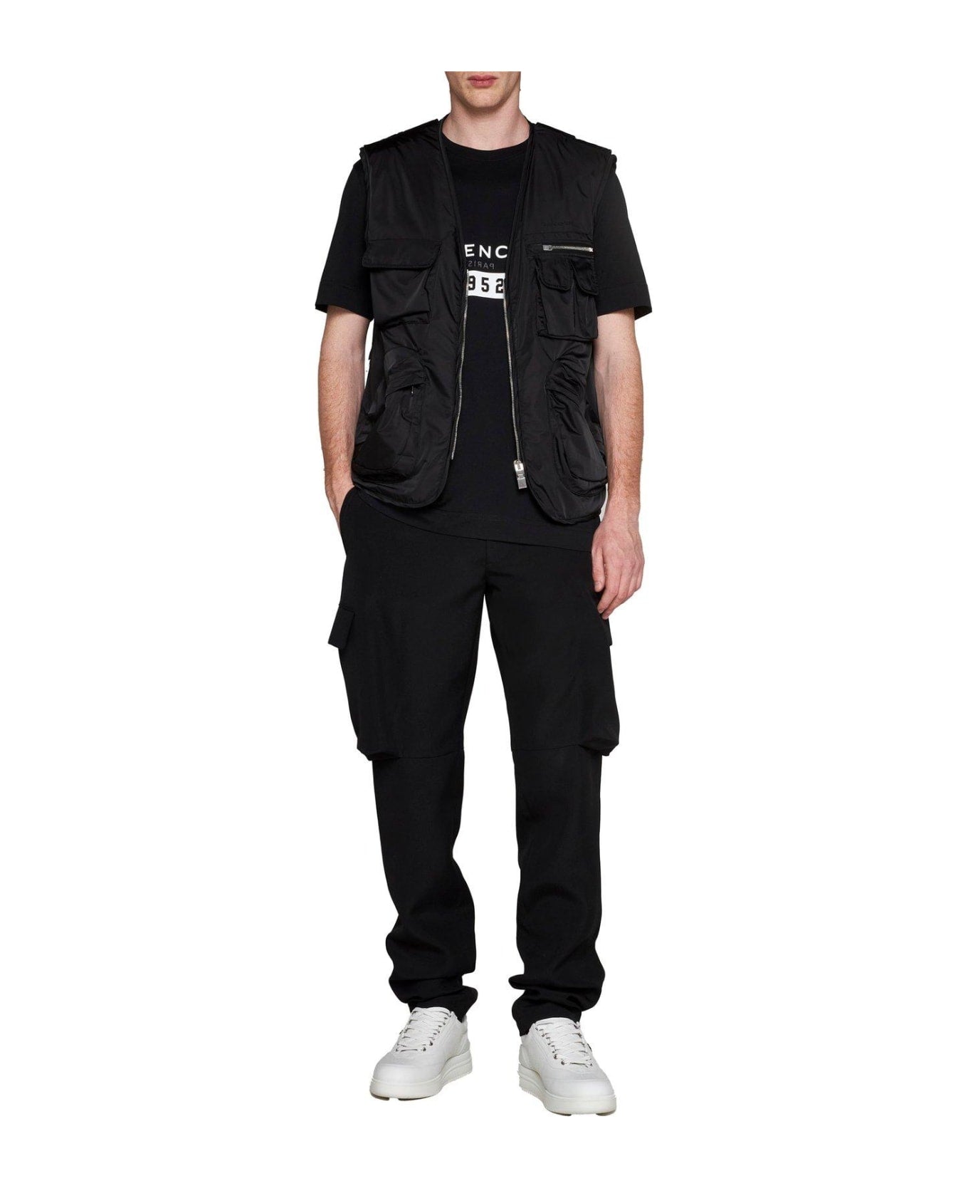 GIVENCHY MEN'S BLACK MULTIPOCKET SLEEVELESS VEST