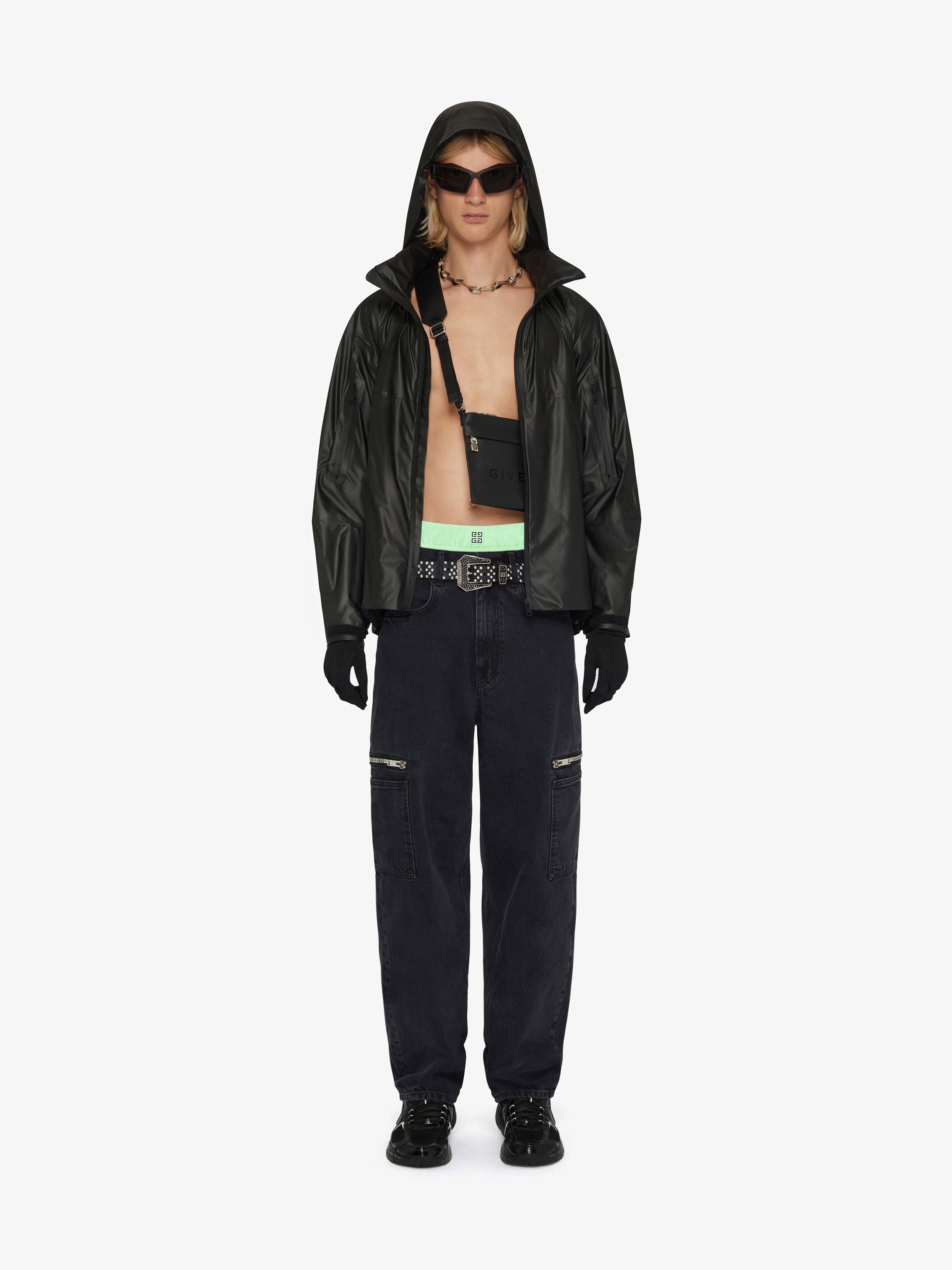 GIVENCHY MEN'S BLACK SHELL WINDBREAKER JACKET