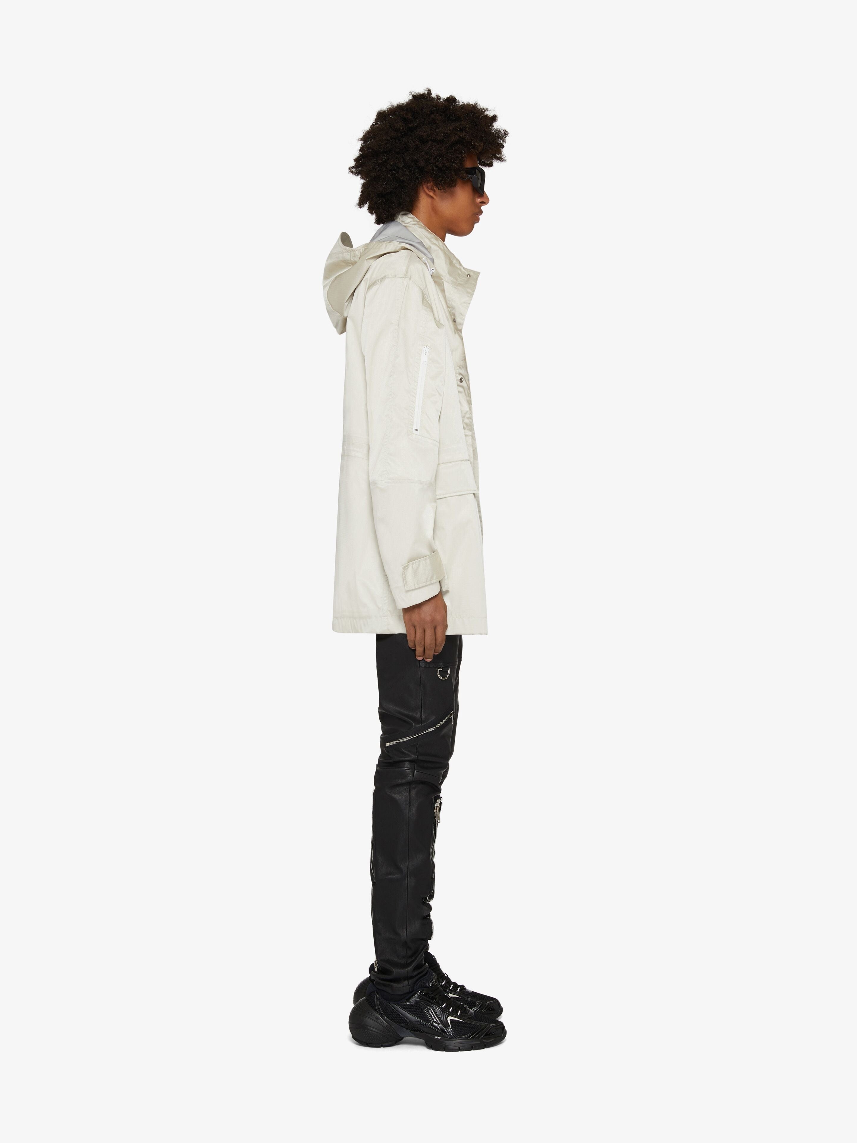GIVENCHY MEN'S ECRU VELCRO DETAIL SHELL JACKET