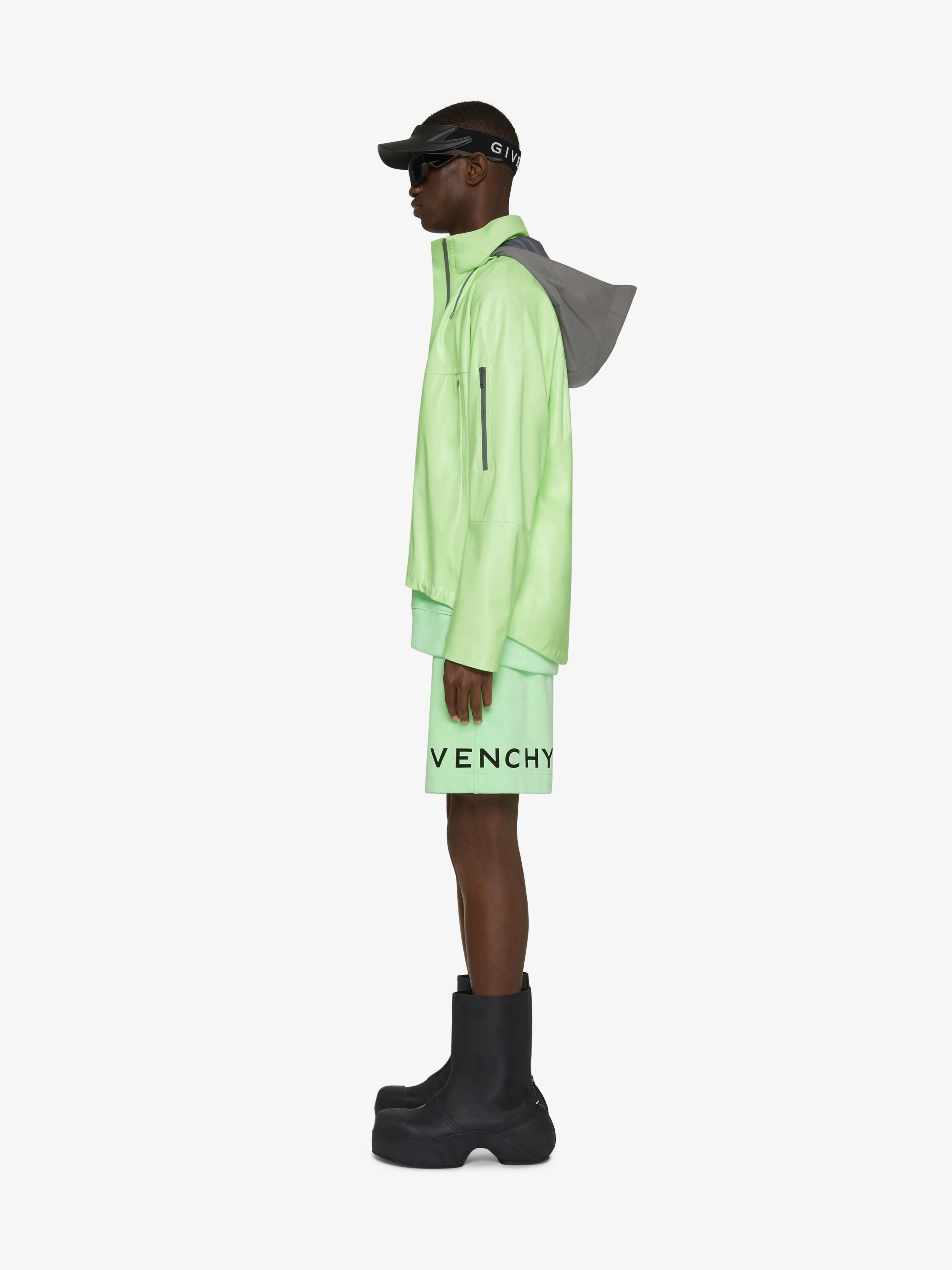 GIVENCHY MEN'S MINT GREEN LEATHER WINDBREAKER JACKET