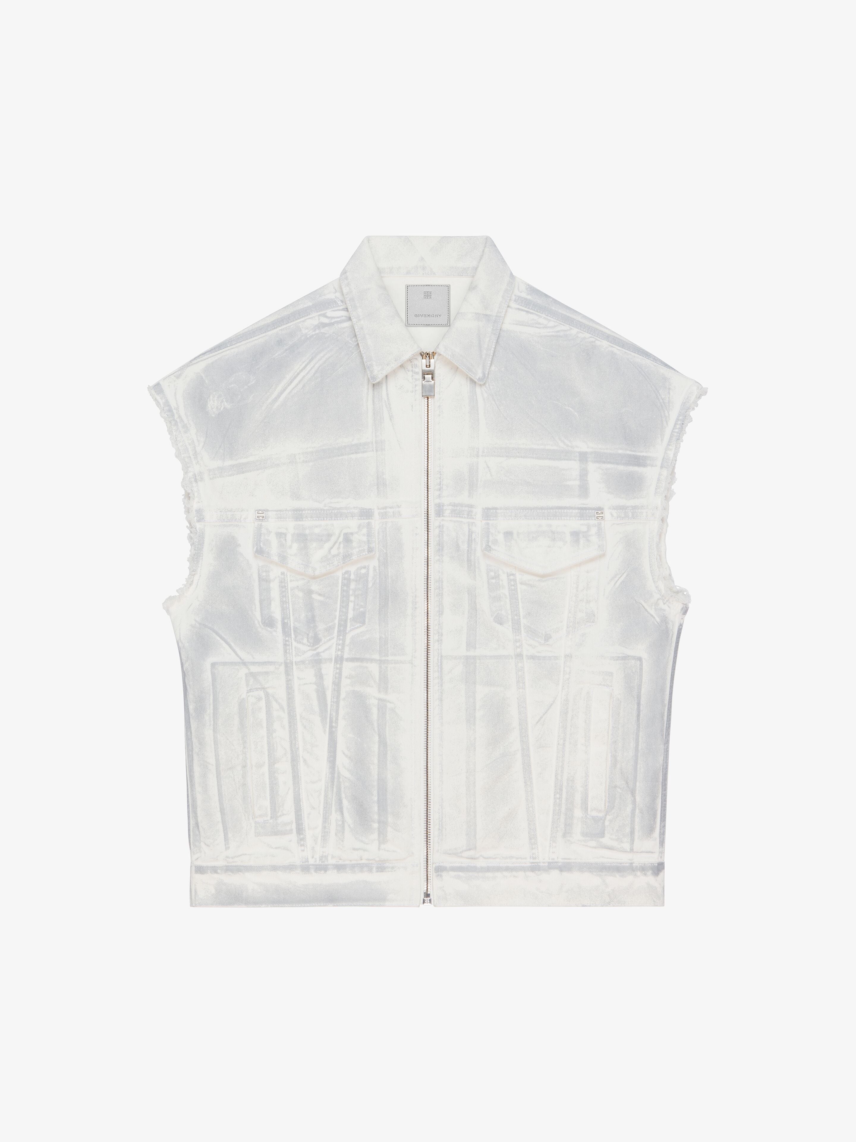 GIVENCHY MEN'S OVERSIZED FIT ZIP VEST V POCKET PRINT NWT