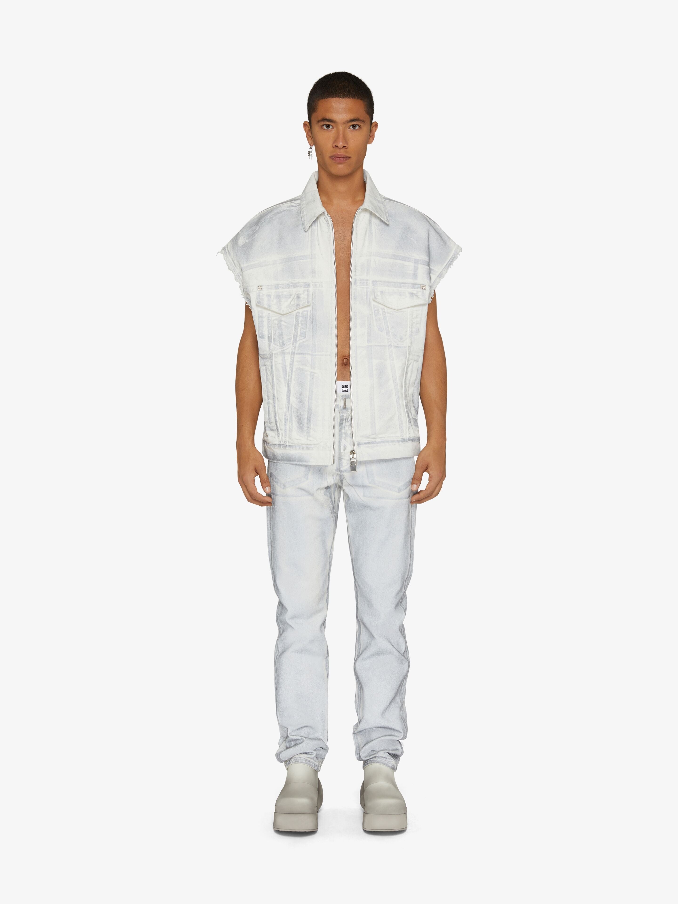 GIVENCHY MEN'S OVERSIZED FIT ZIP VEST V POCKET PRINT NWT