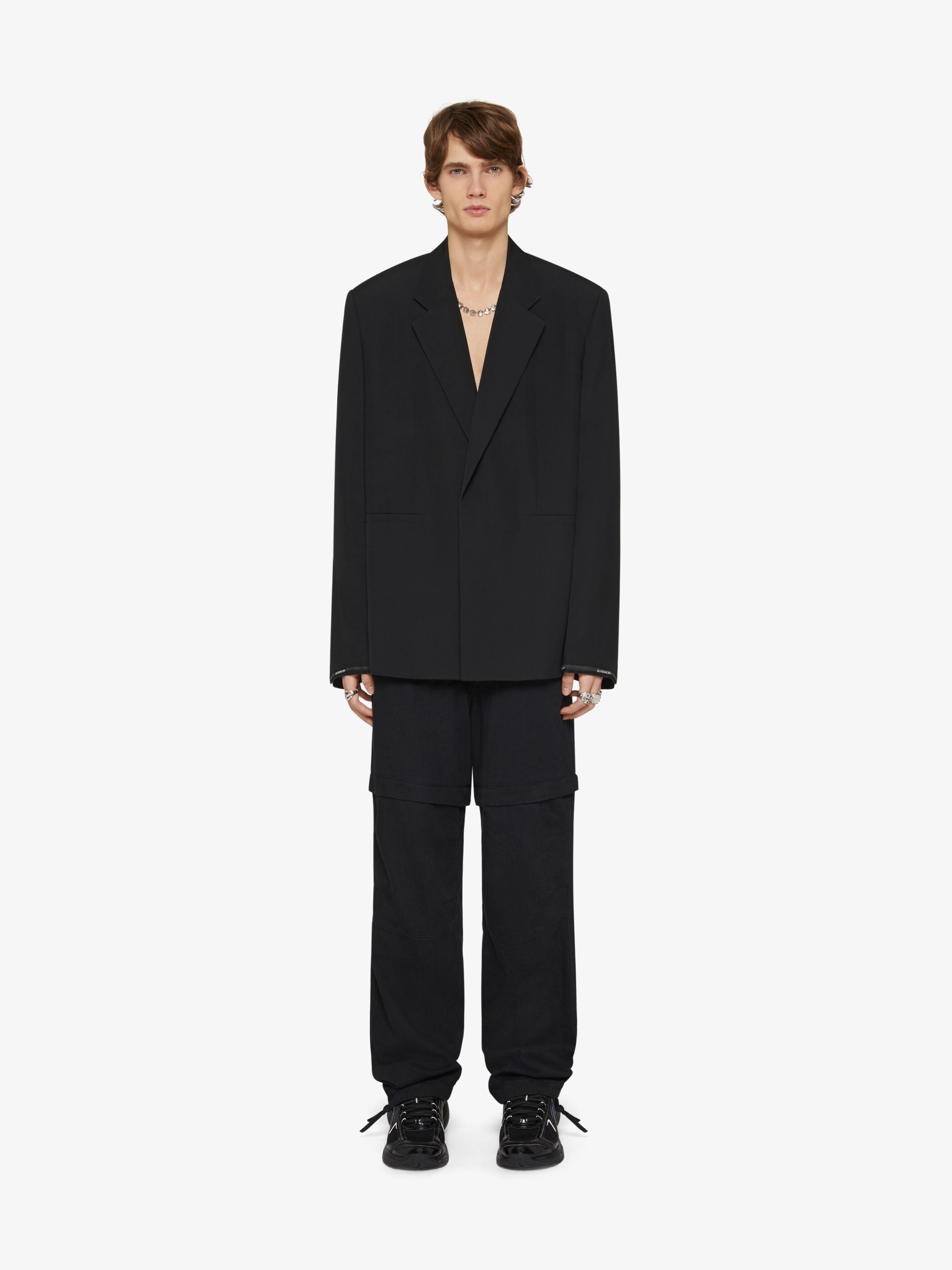 GIVENCHY MEN'S BLACK SLIM FIT TRAVEL JACKET