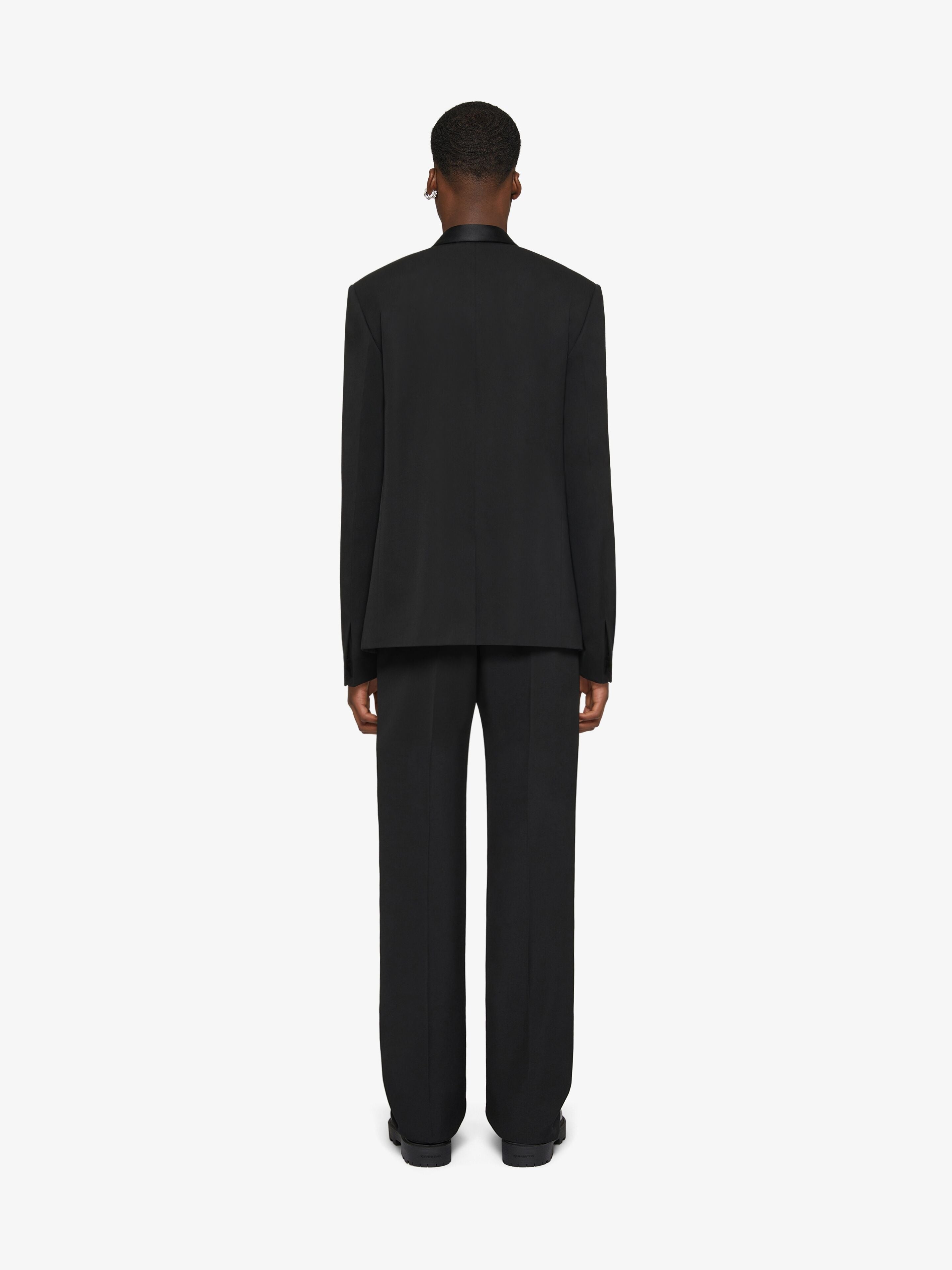GIVENCHY MEN'S BLACK SATIN SHAWL LAPEL JACKET