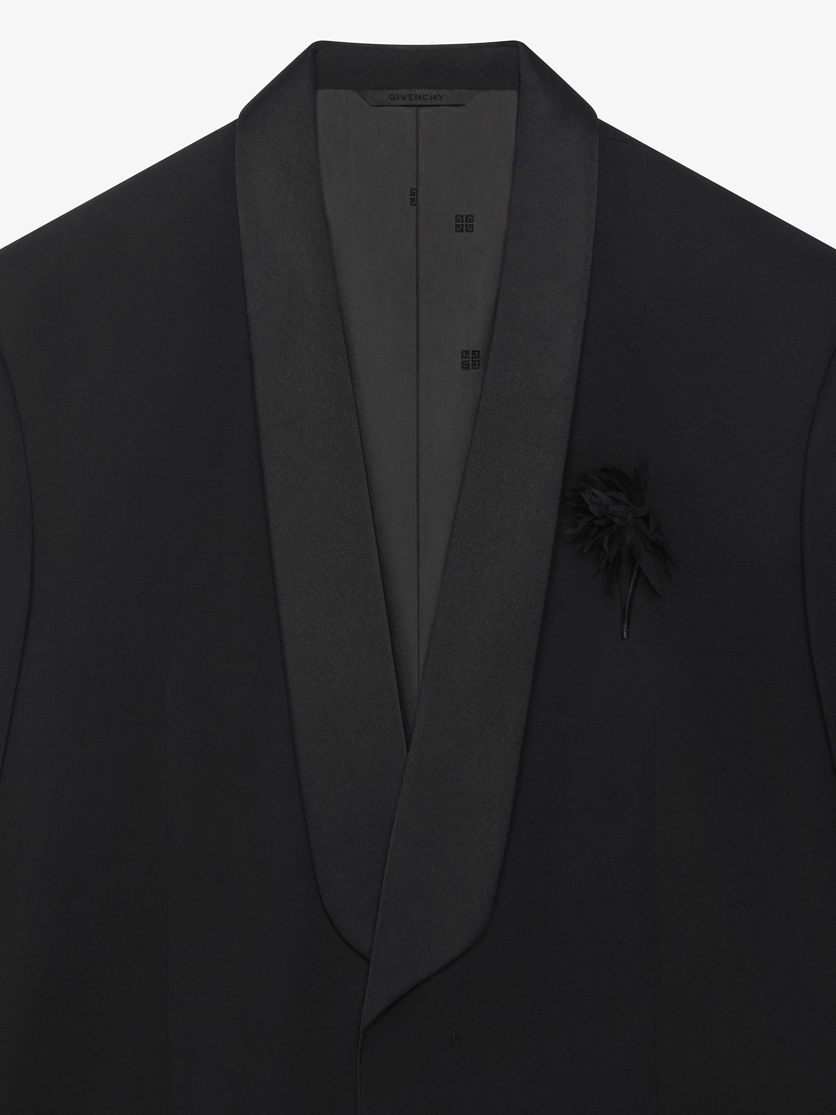 GIVENCHY MEN'S BLACK SATIN SHAWL LAPEL JACKET