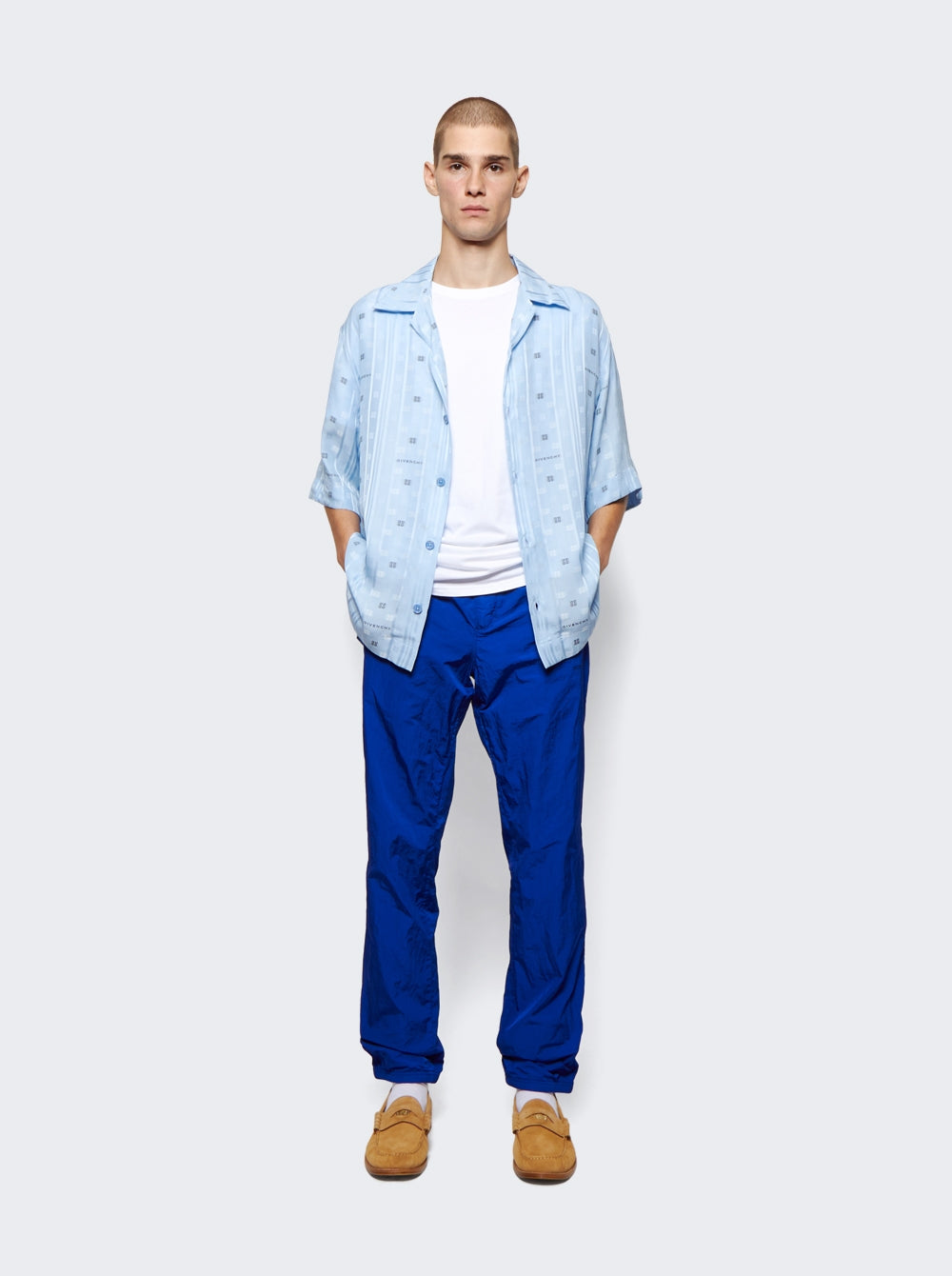 GIVENCHY MEN'S OCEAN BLUE TAILORED TROUSERS