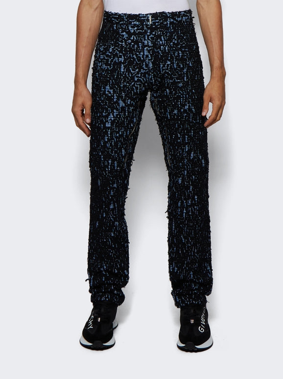 GIVENCHY MEN'S BLACK PATTERNED DENIM TROUSERS