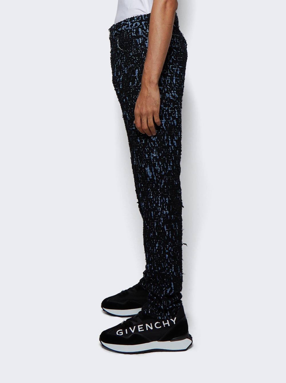 GIVENCHY MEN'S BLACK PATTERNED DENIM TROUSERS