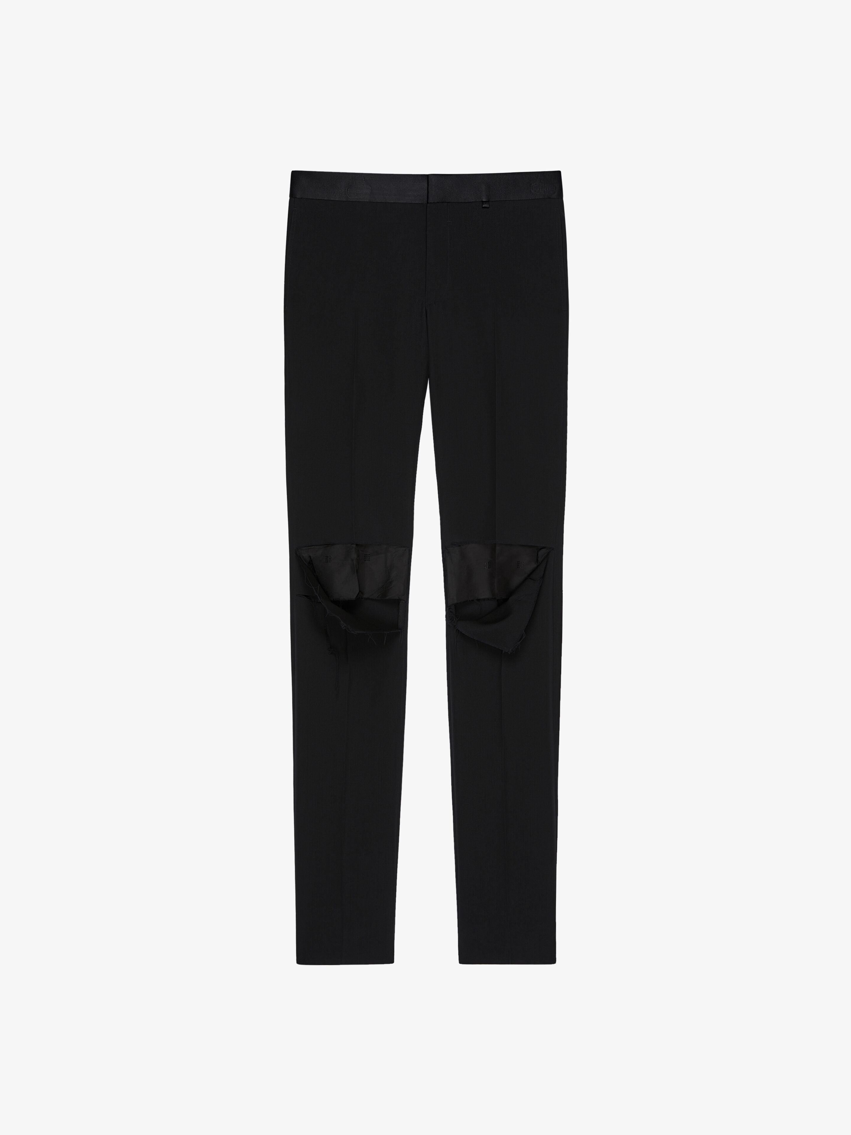 GIVENCHY MEN'S BLACK RIPPED SLIM TROUSERS