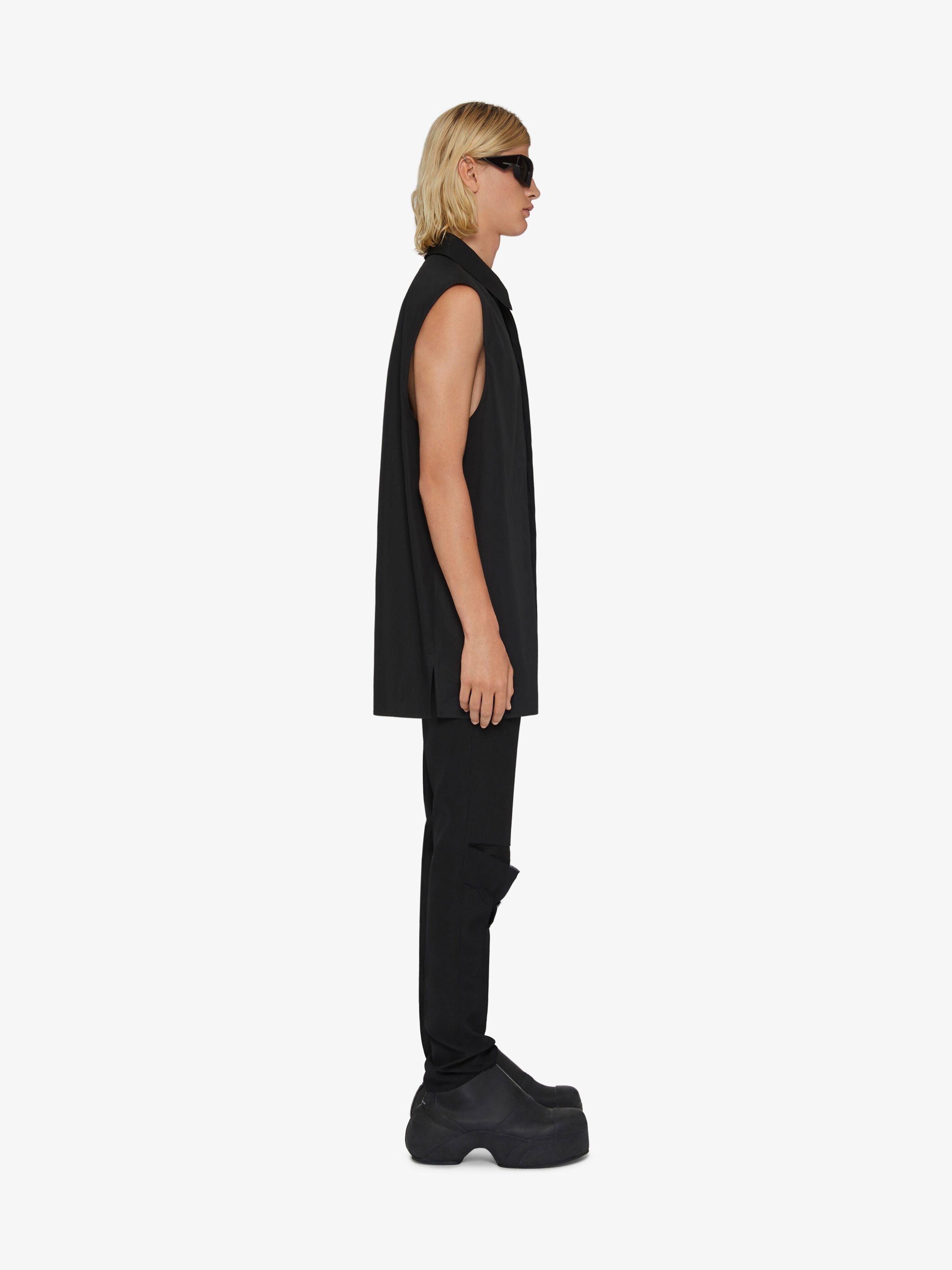 GIVENCHY MEN'S BLACK RIPPED SLIM TROUSERS