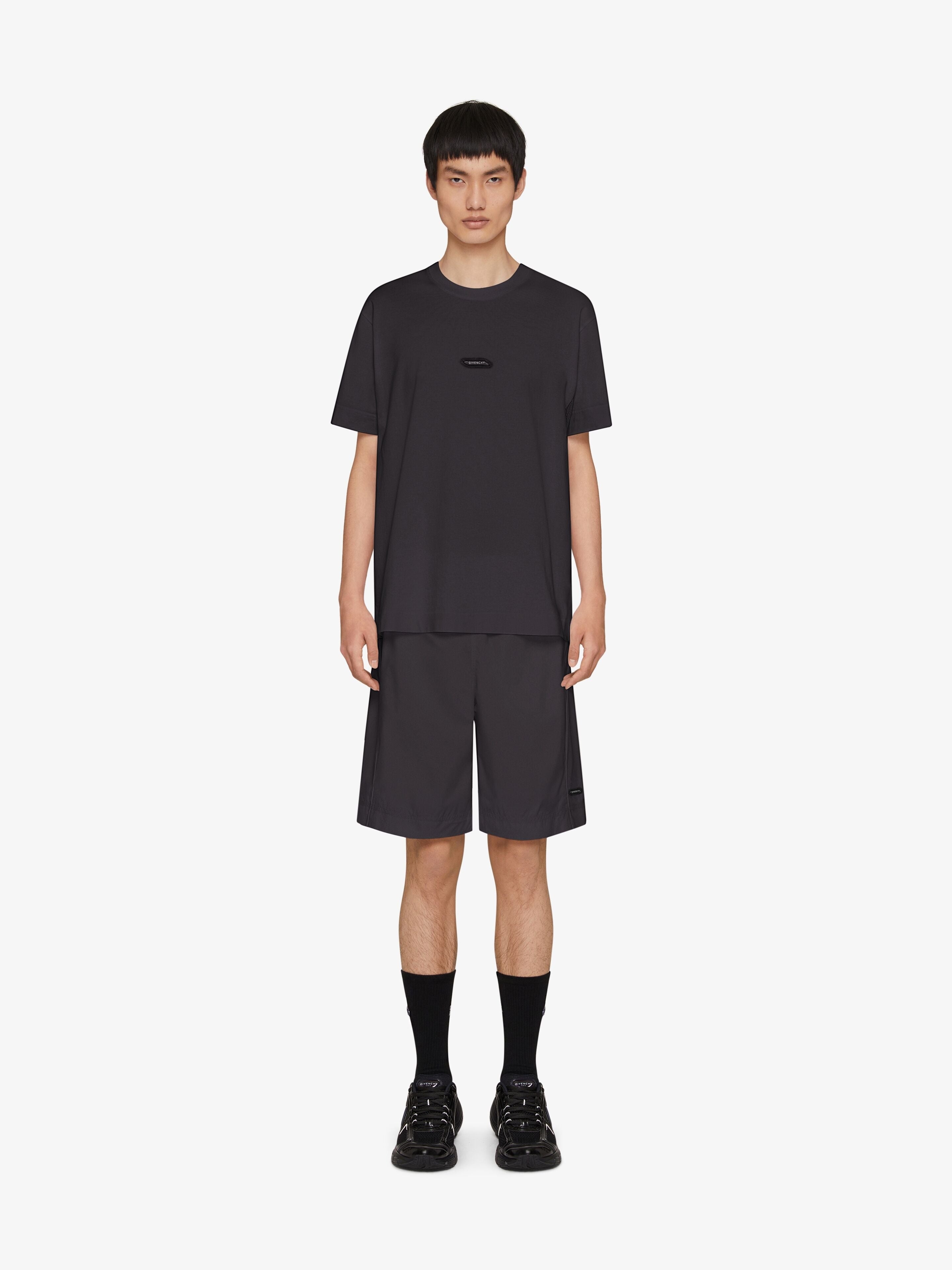 GIVENCHY MEN'S BLACK TAILORED NYLON SHORTS