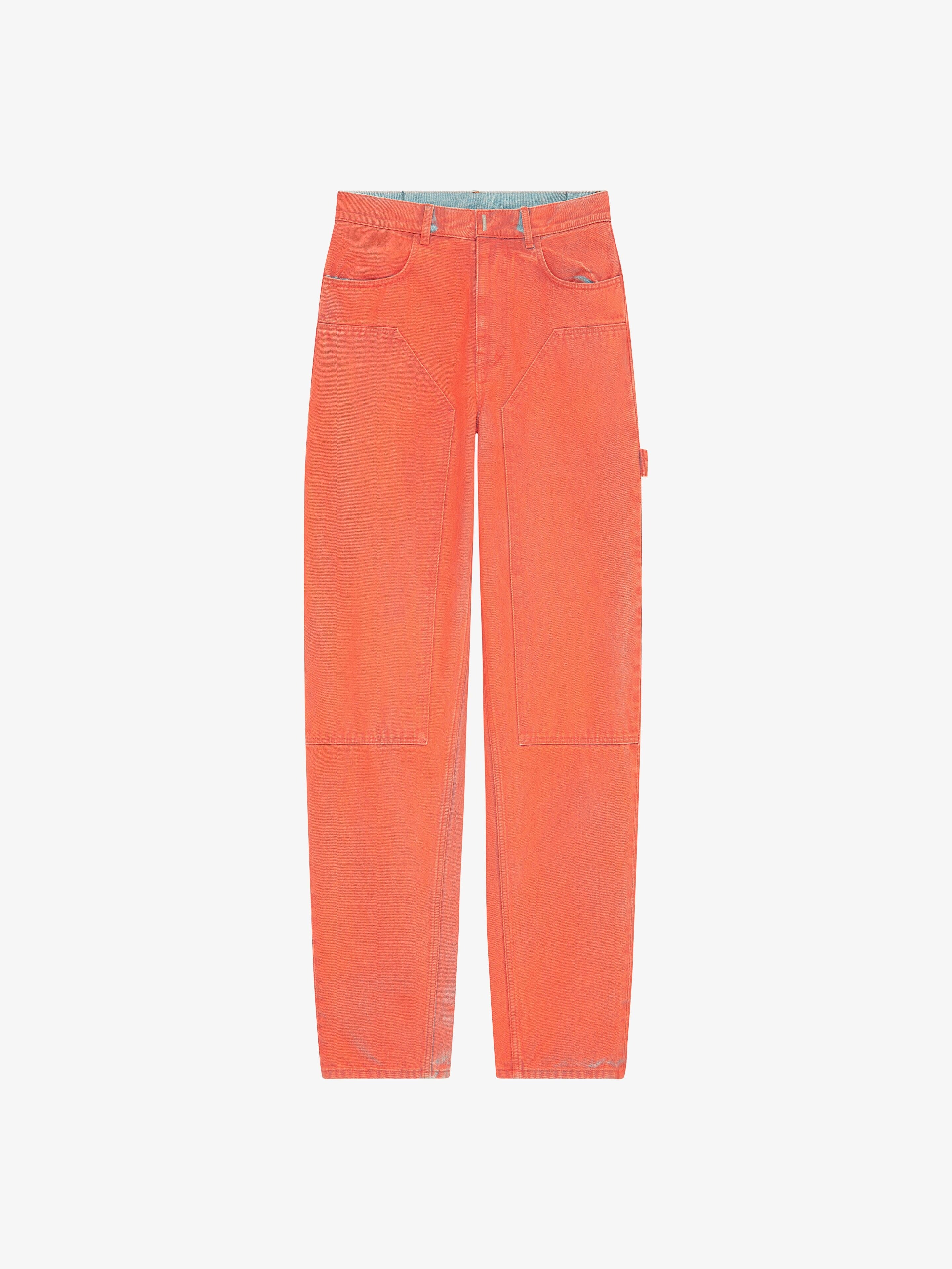 GIVENCHY MEN'S ORANGE DENIM CARPENTER TROUSERS