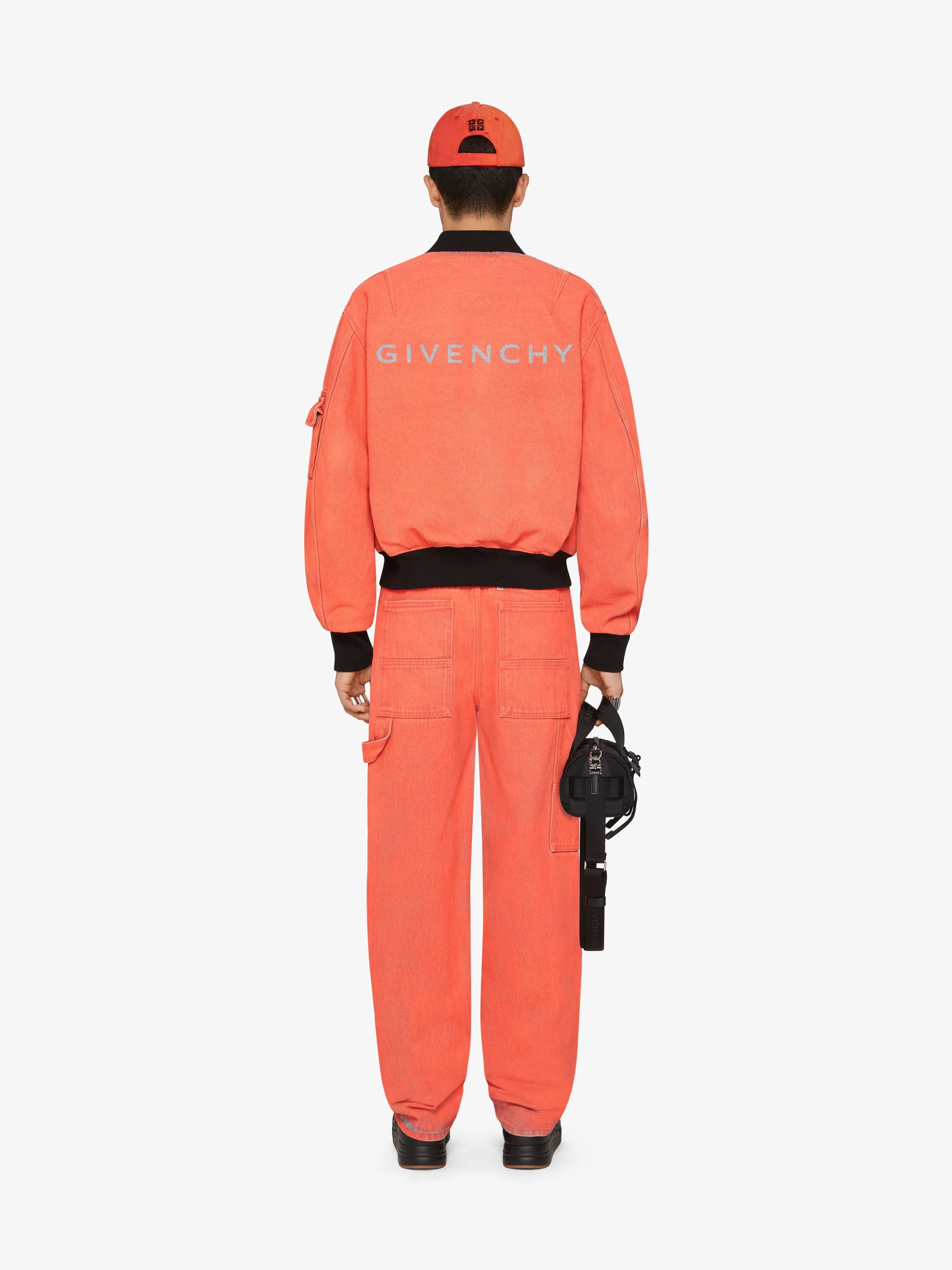 GIVENCHY MEN'S ORANGE DENIM CARPENTER TROUSERS