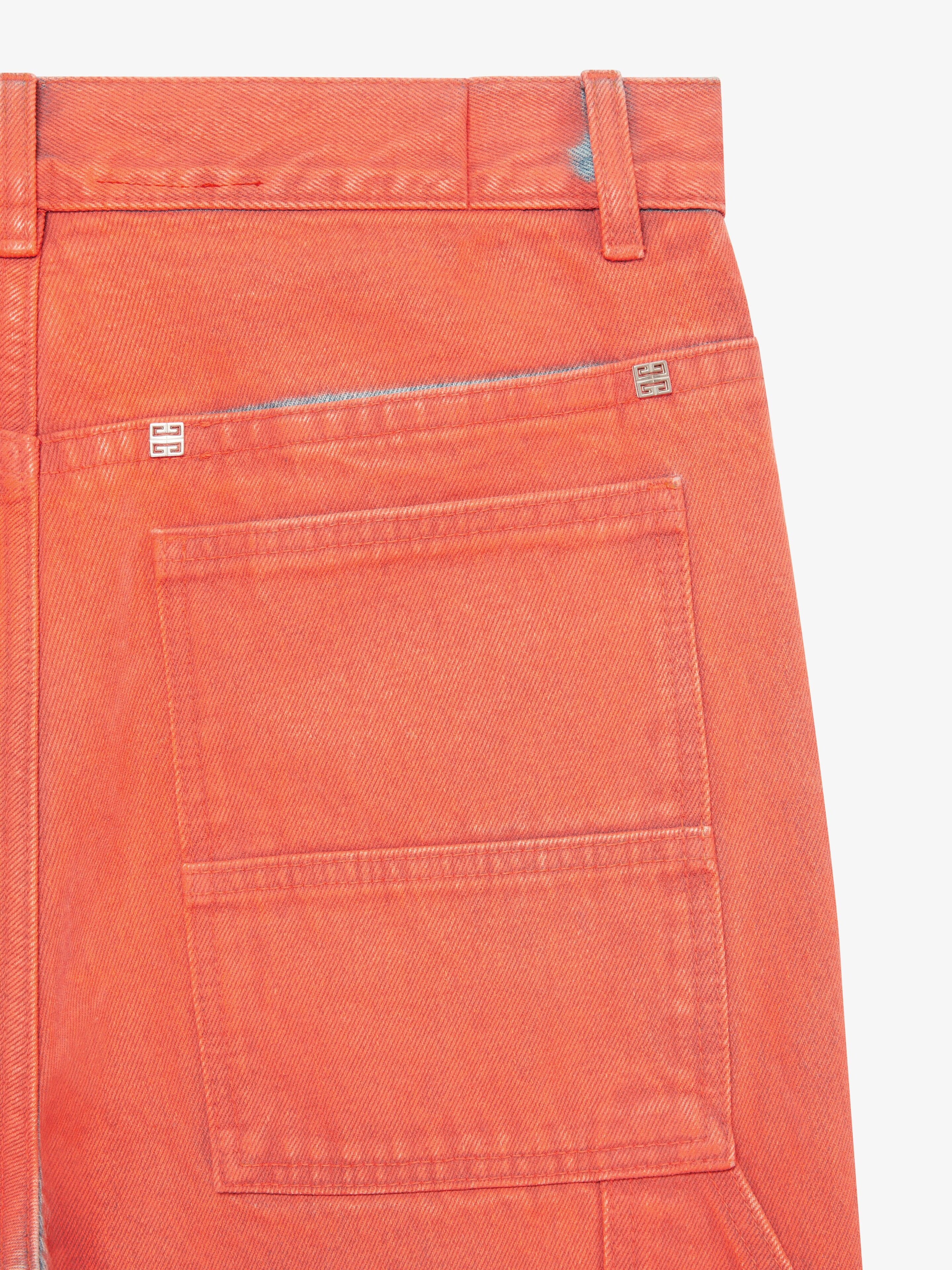 GIVENCHY MEN'S ORANGE DENIM CARPENTER TROUSERS