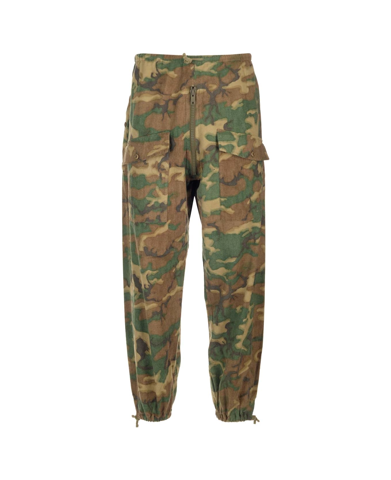 GIVENCHY MEN'S GREEN CAMOUFLAGE CARGO TROUSERS