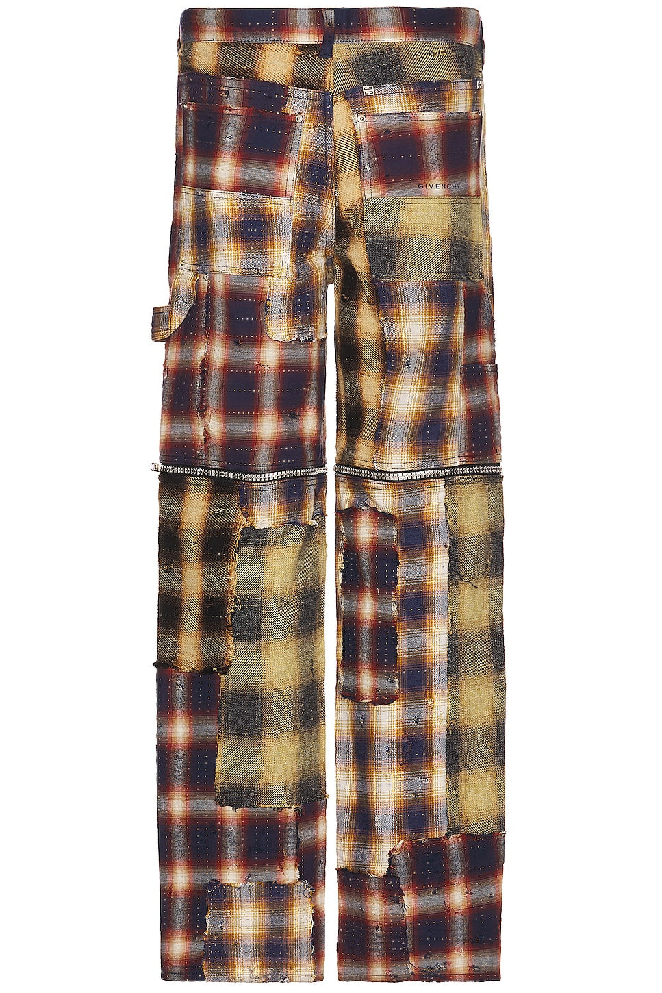 GIVENCHY MEN'S MULTICOLORED PLAID ZIP-OFF TROUSERS