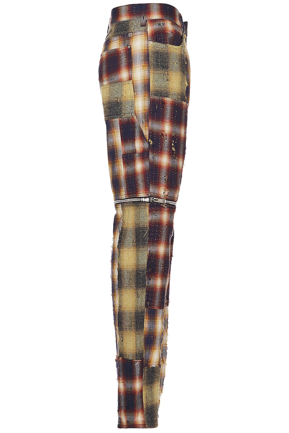 GIVENCHY MEN'S MULTICOLORED PLAID ZIP-OFF TROUSERS