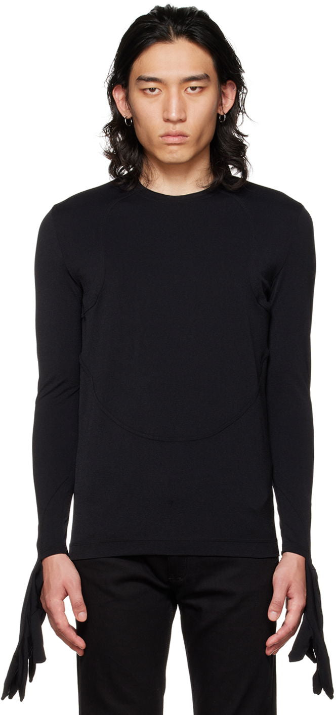 GIVENCHY MEN'S BLACK LONG-SLEEVE TOP WITH GLOVES