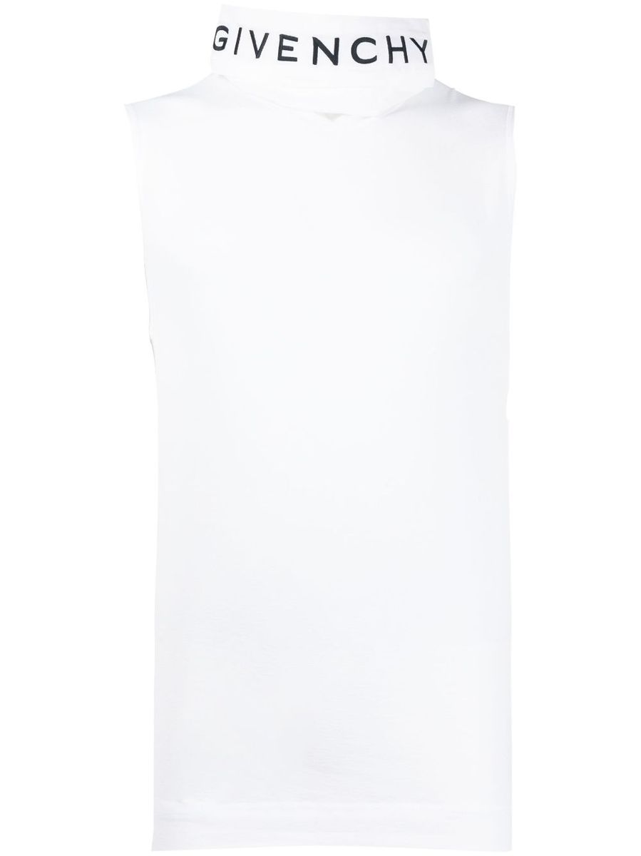 GIVENCHY MEN'S WHITE SLEEVELESS HIGH-NECK TOP