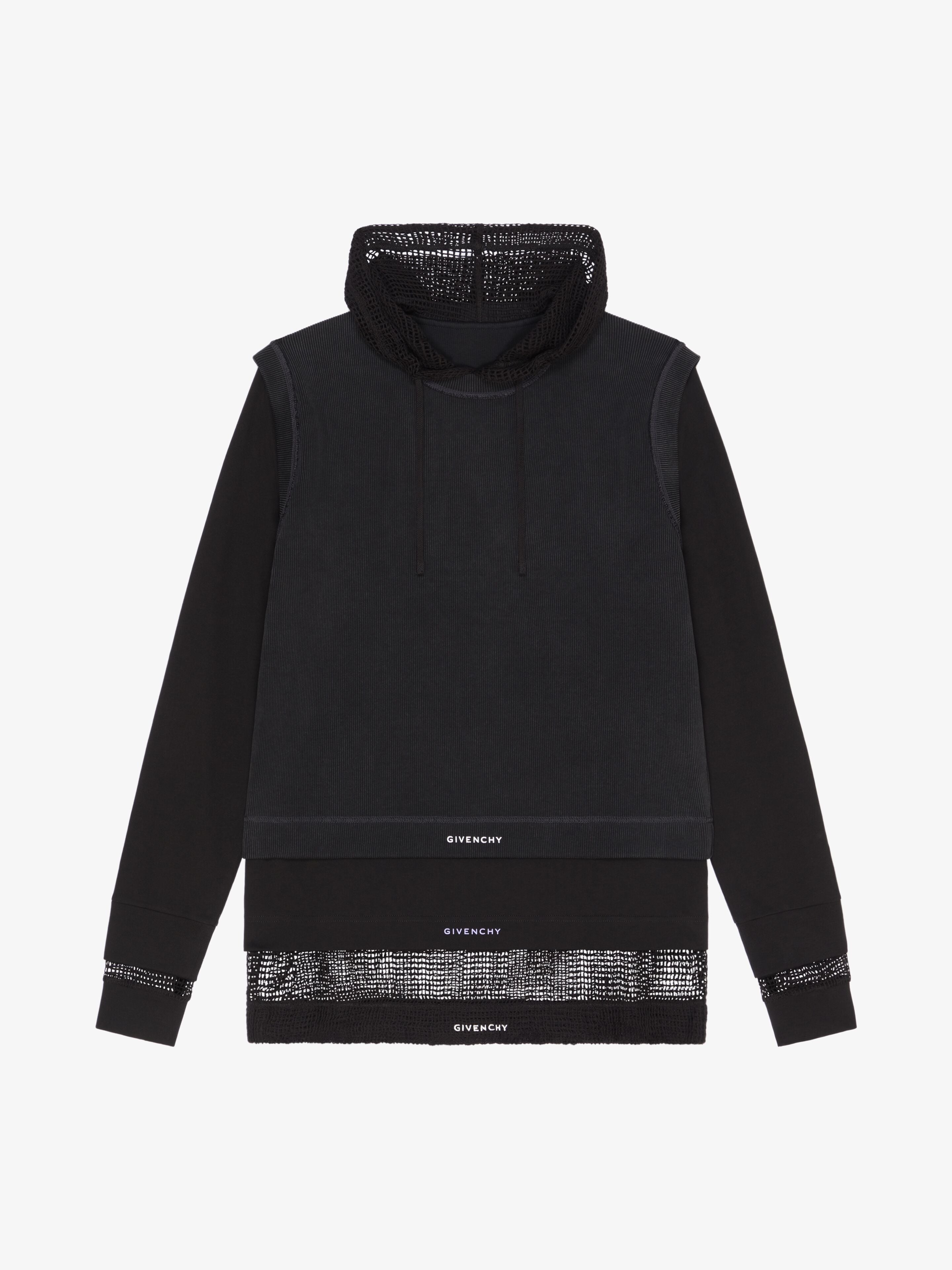 GIVENCHY MEN'S JERSEY & MESH HOODIE ALL-IN-ONE LOOK9 NWT