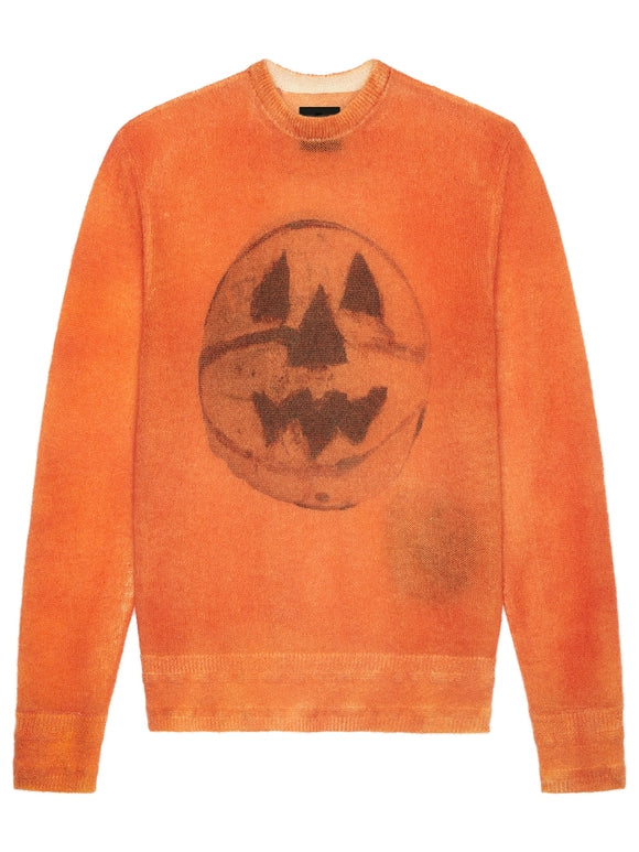 GIVENCHY MEN'S ORANGE MOHAIR CREW NECK SWEATER