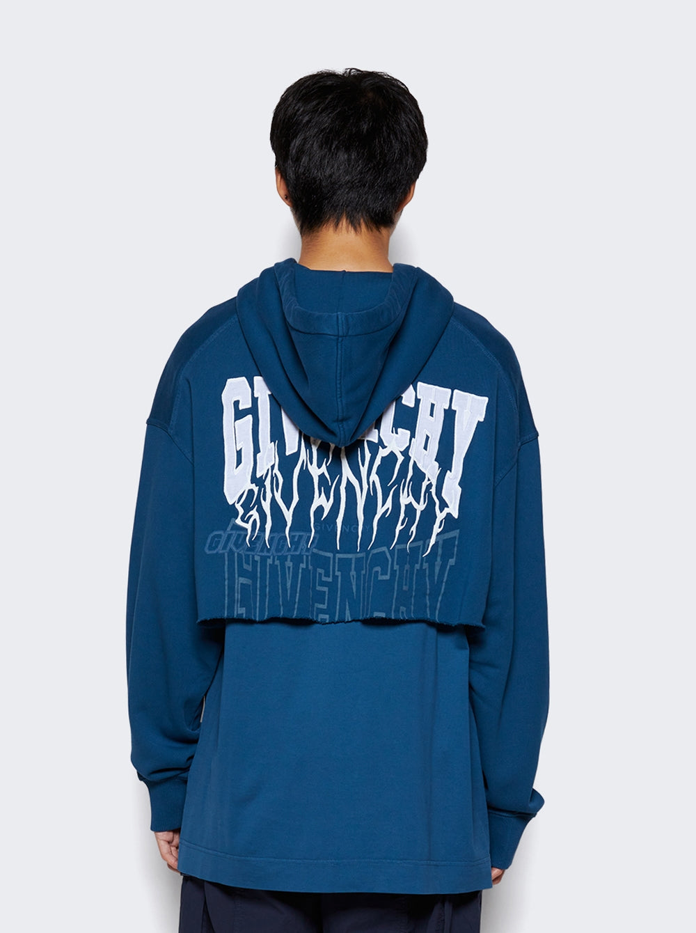 GIVENCHY MEN'S PETROL BLUE GRAPHIC HOODIE