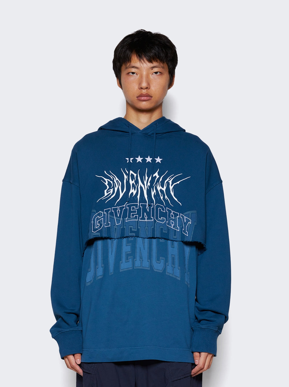 GIVENCHY MEN'S PETROL BLUE GRAPHIC HOODIE