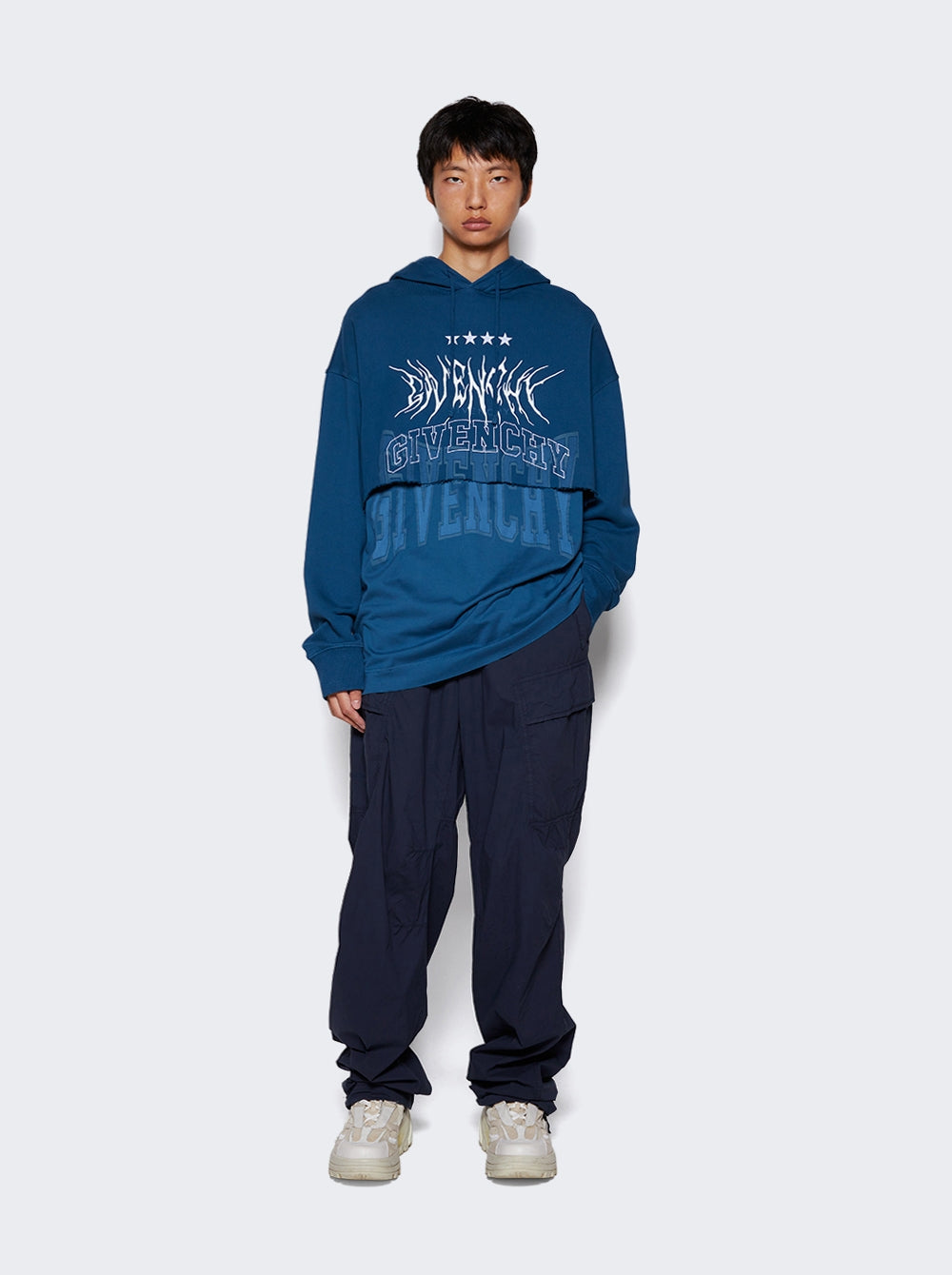 GIVENCHY MEN'S PETROL BLUE GRAPHIC HOODIE