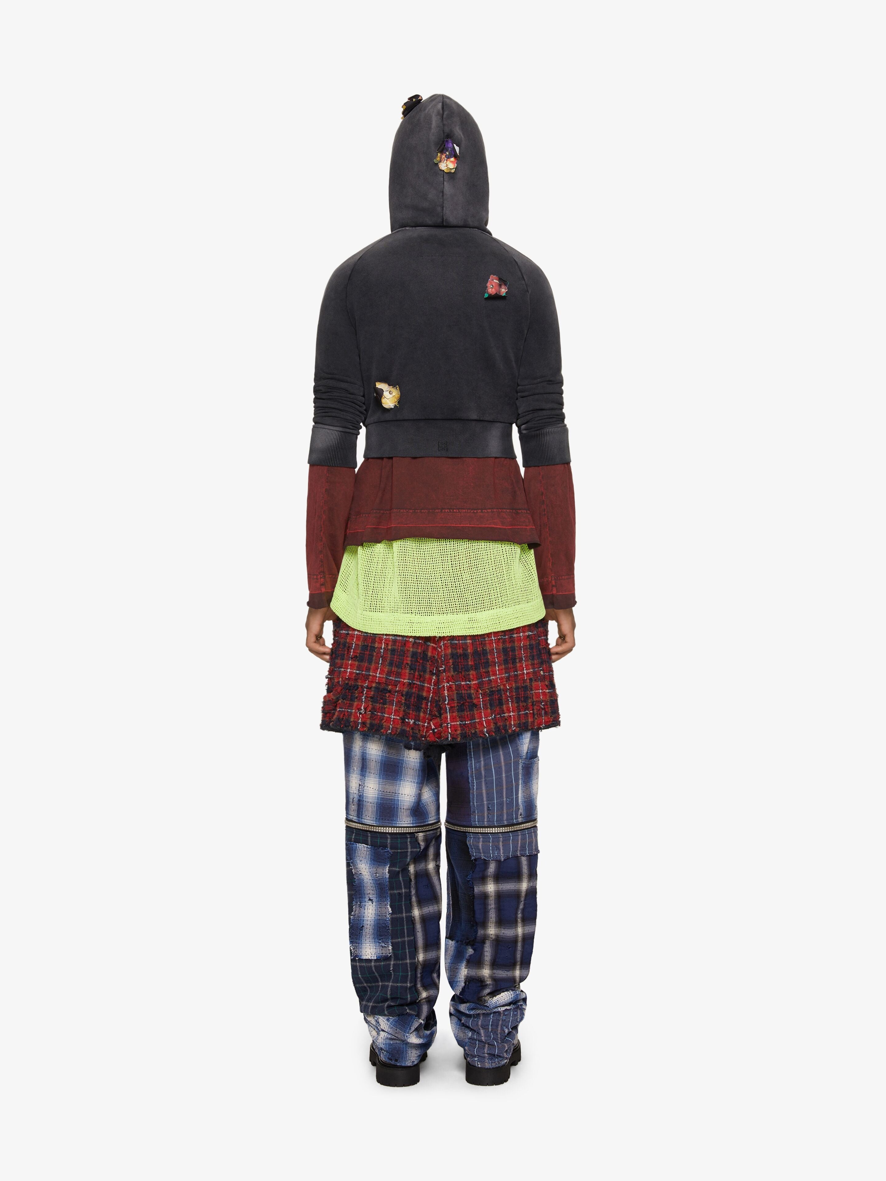 GIVENCHY MEN'S MULTICOLORED DISTRESSED LAYERED HOODIE