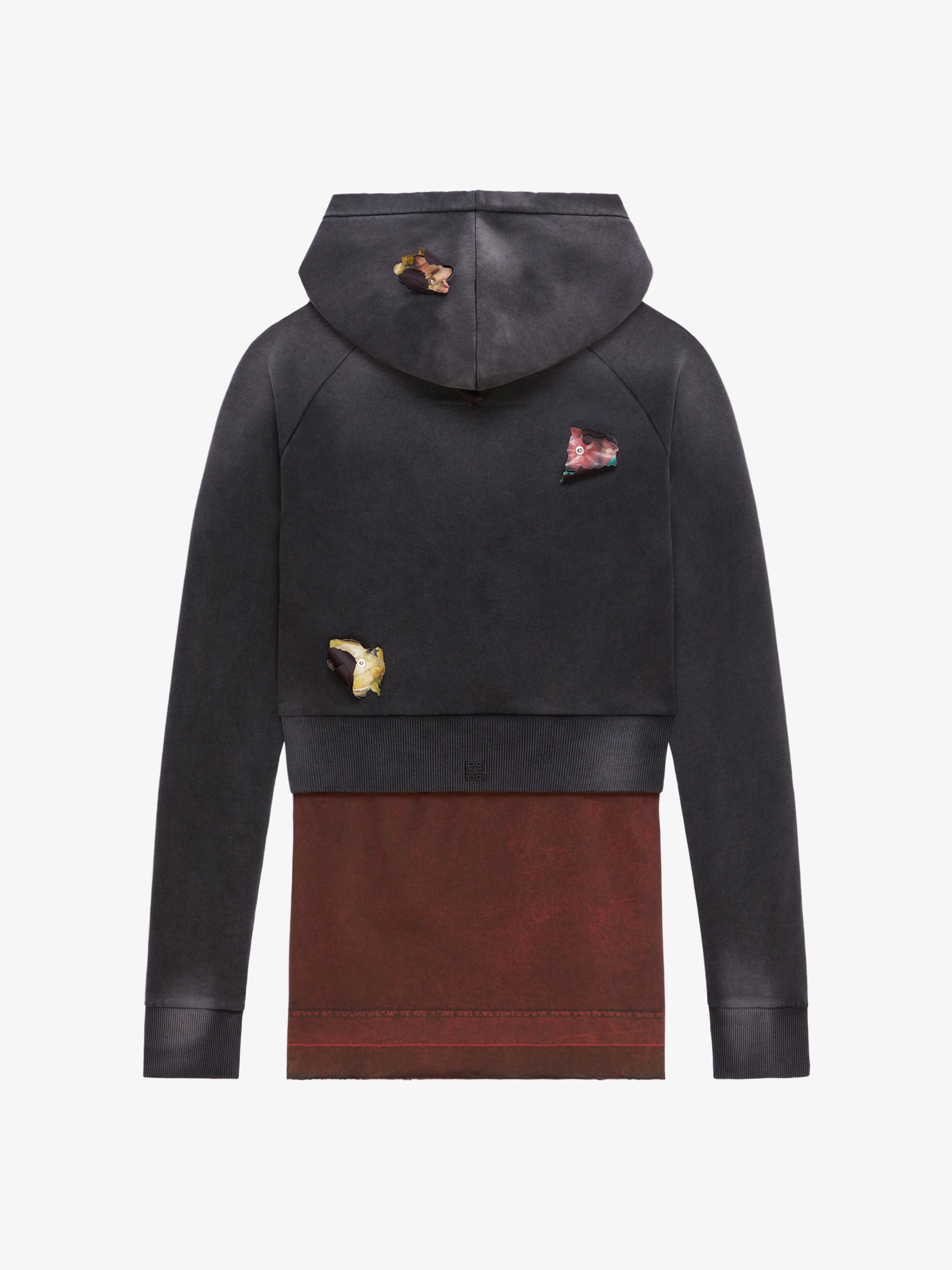 GIVENCHY MEN'S MULTICOLORED DISTRESSED LAYERED HOODIE