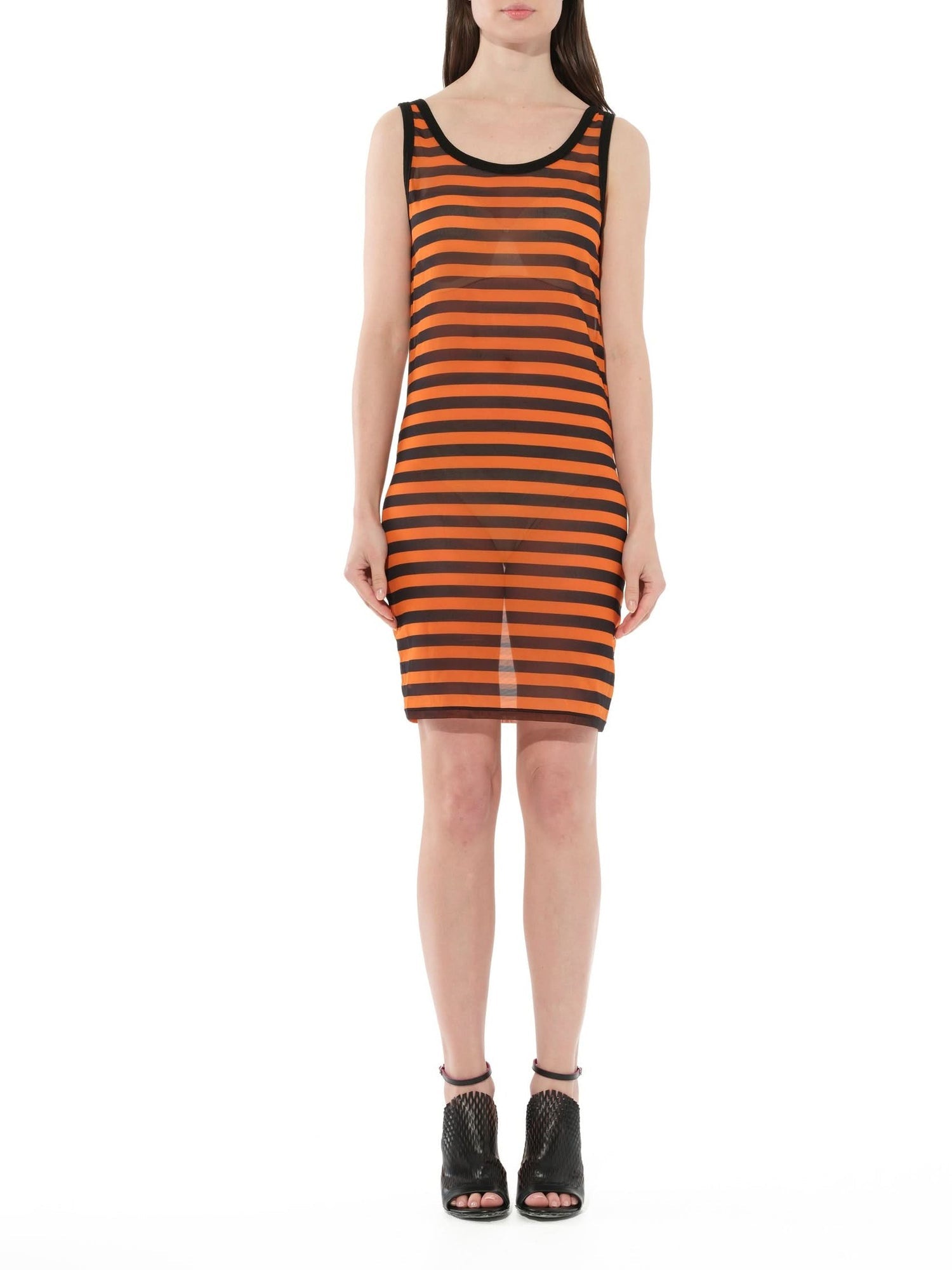 GIVENCHY WOMEN'S ORANGE BLACK STRIPED DRESS