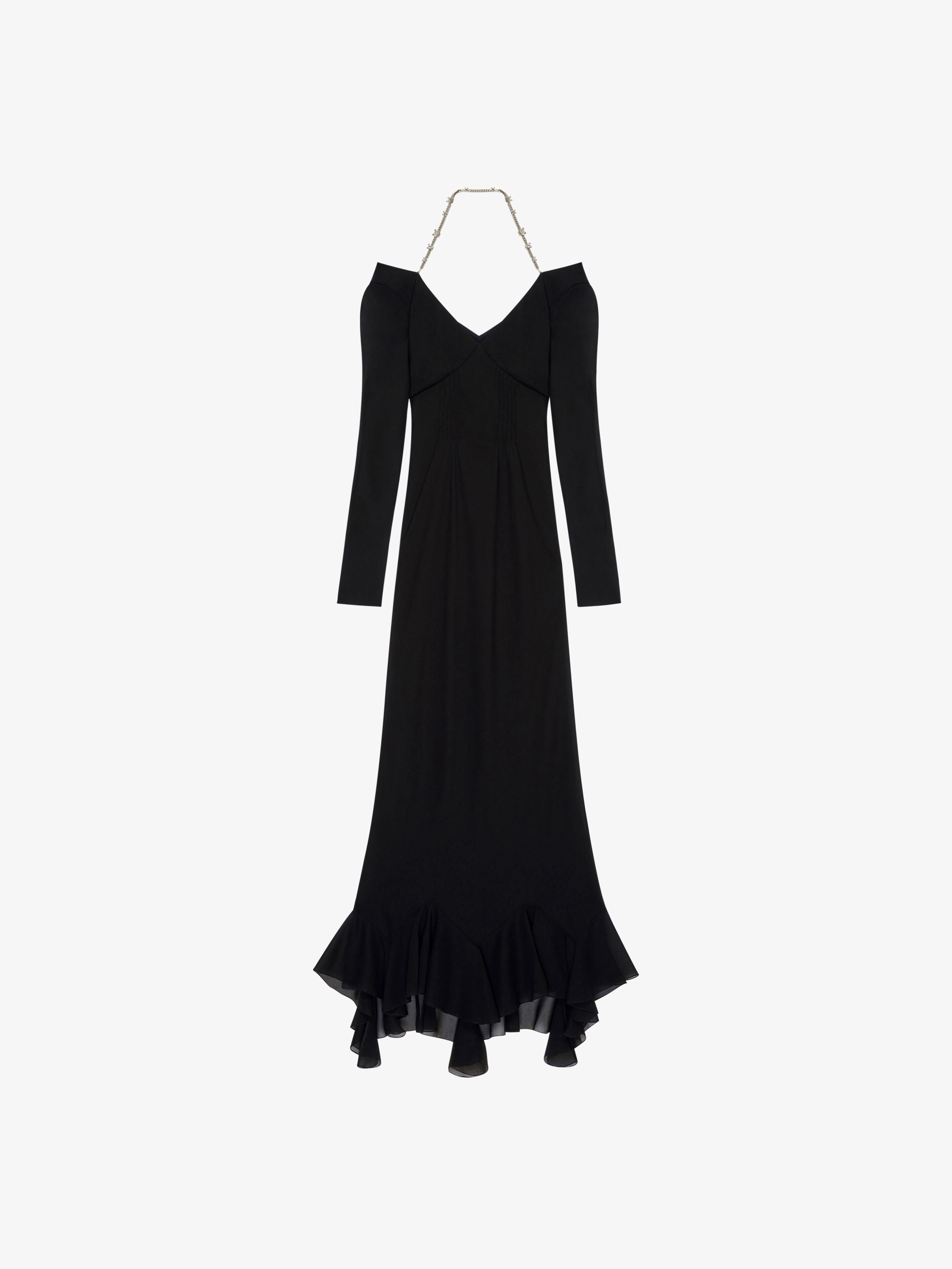 GIVENCHY WOMEN'S LONG SLEEVE GOWN WITH CHAIN AND PINTOCK NWT